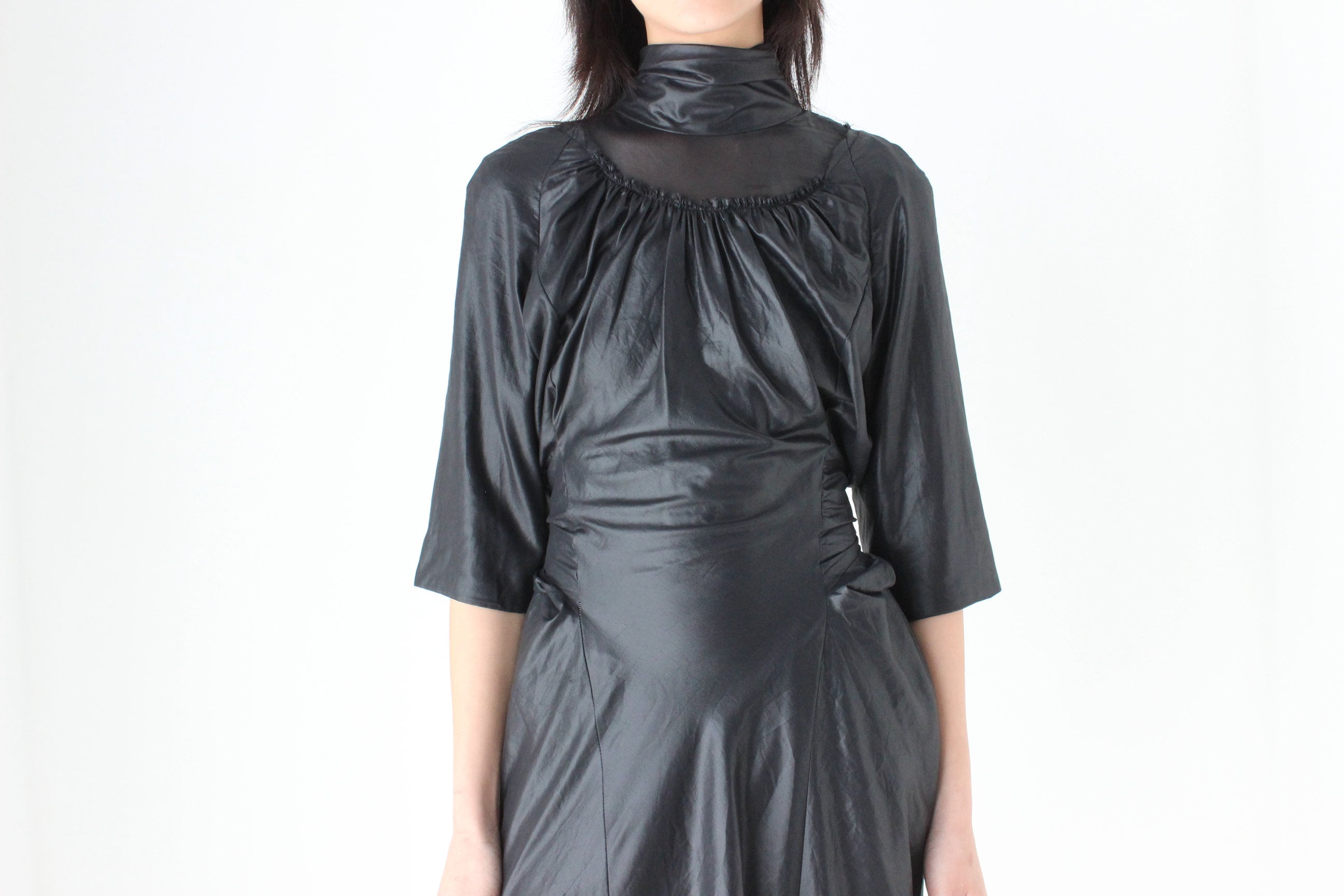 2000s Nicola Finetti Luxury Metallic Leather-Look Party Dress