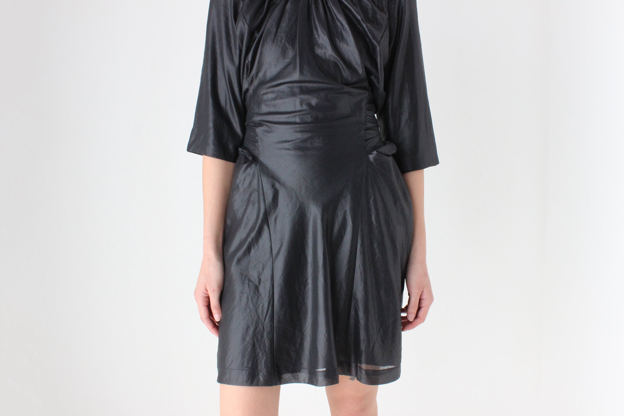 2000s Nicola Finetti Luxury Metallic Leather-Look Party Dress