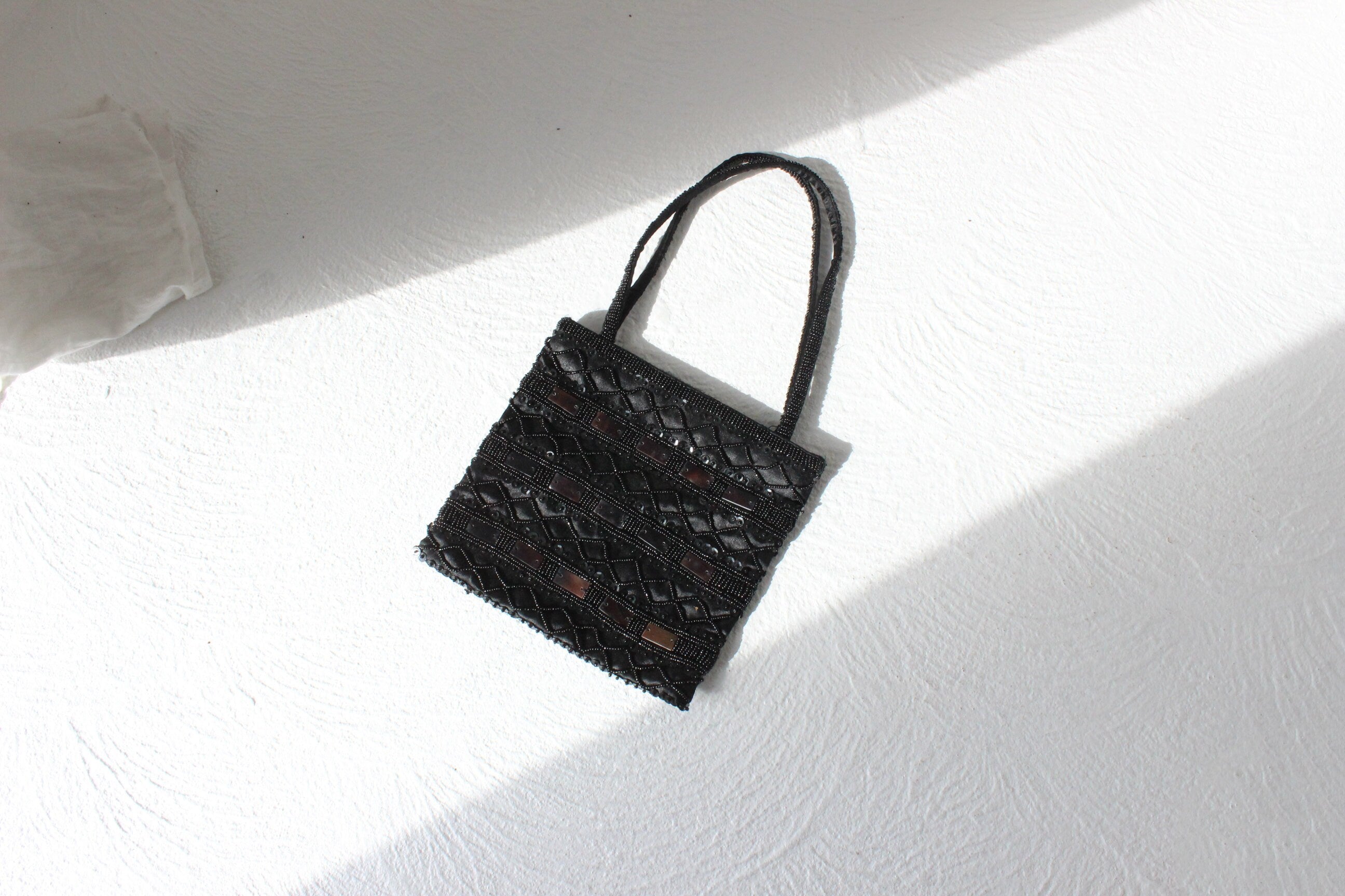 Y2K Small Black Sequin Beaded Evening Bag