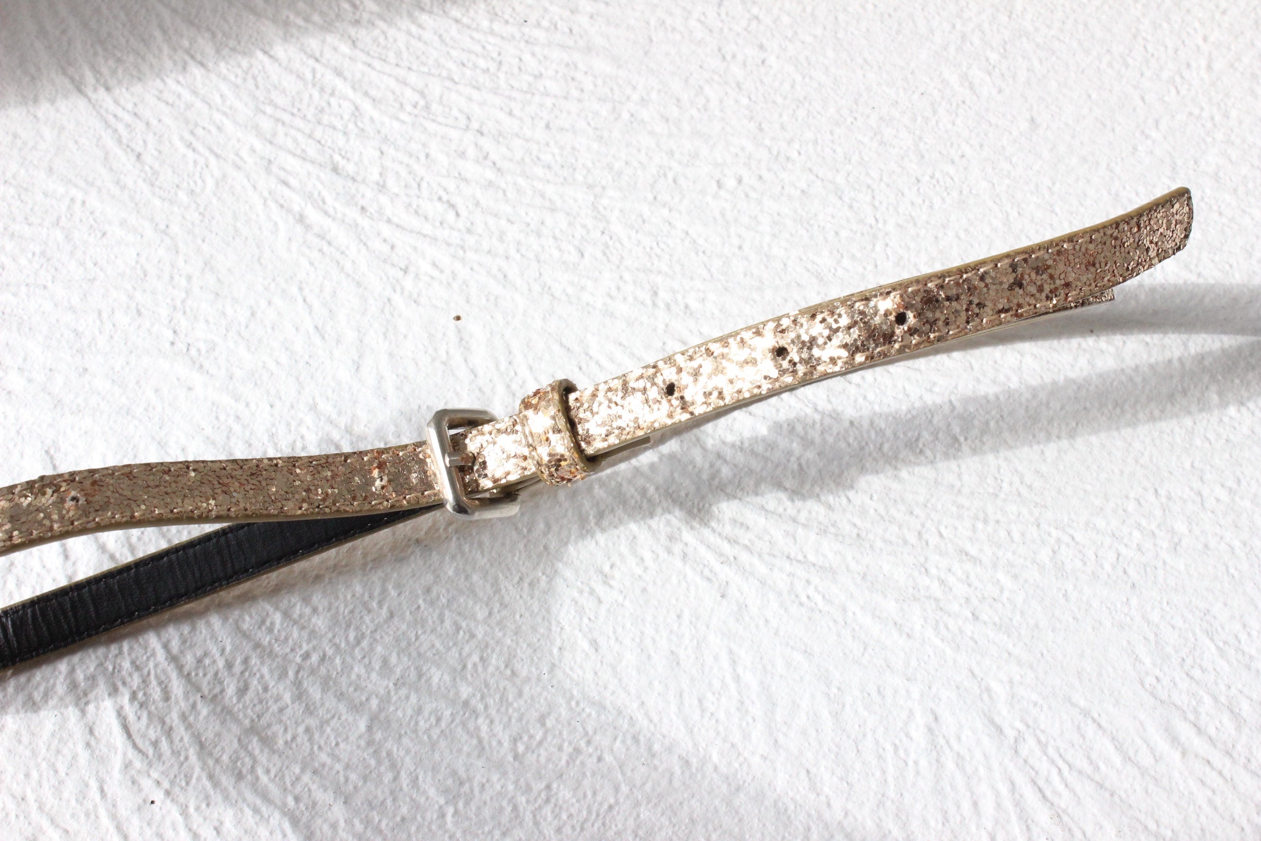 Thin Gold Glitter Disco Belt