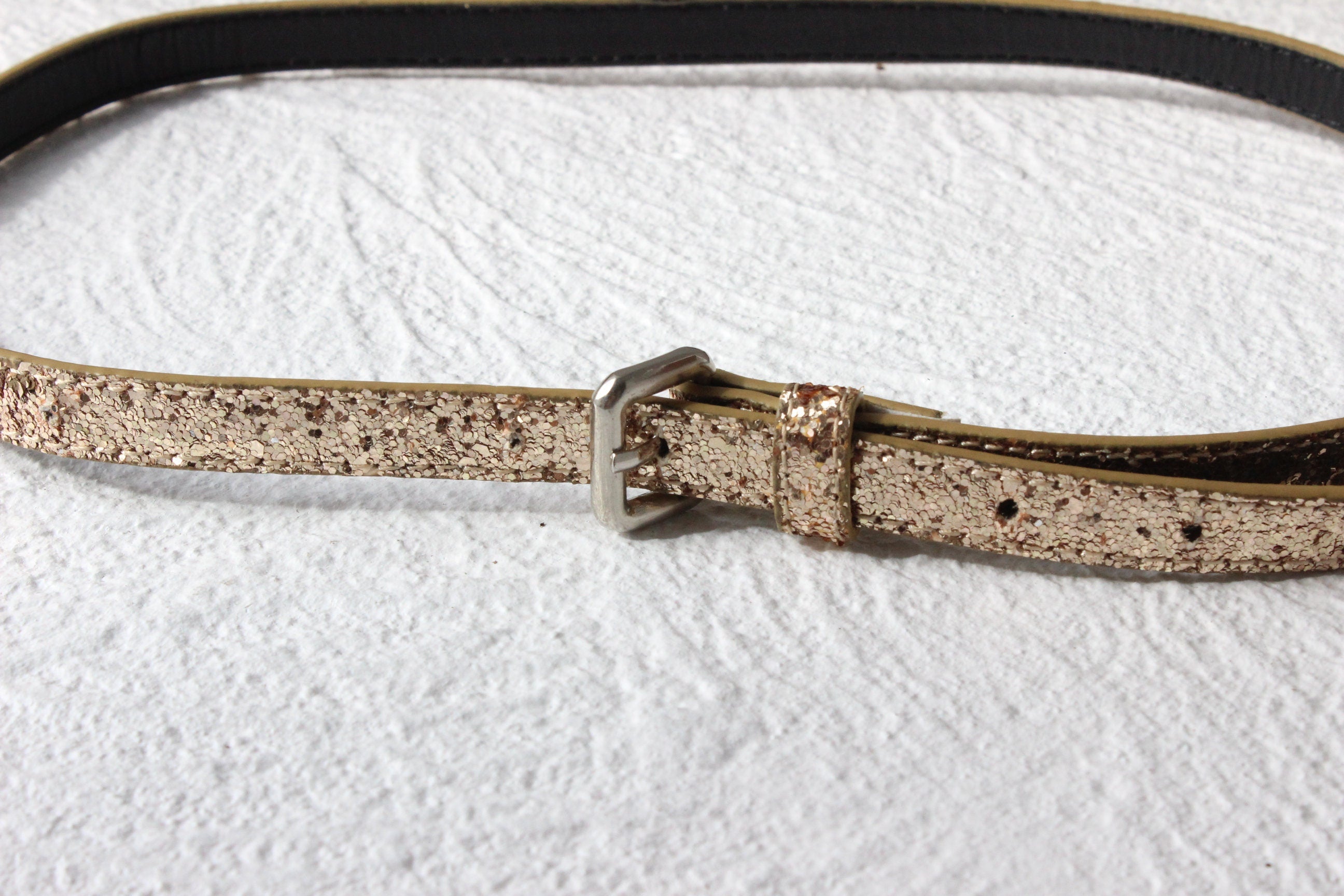 Thin Gold Glitter Disco Belt