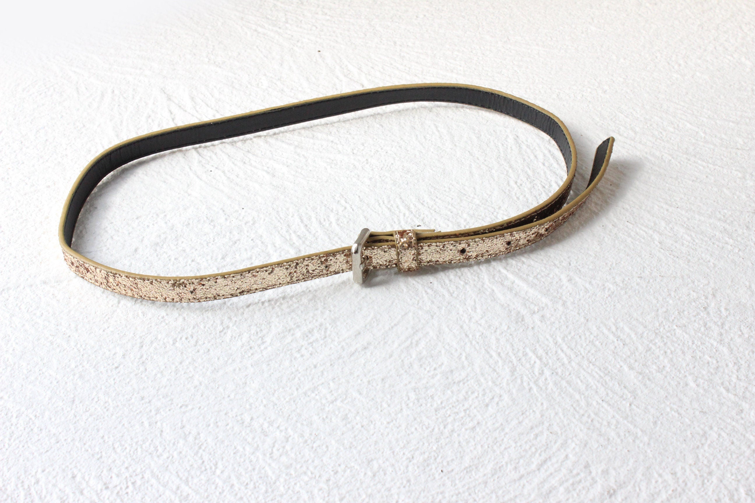 Thin Gold Glitter Disco Belt