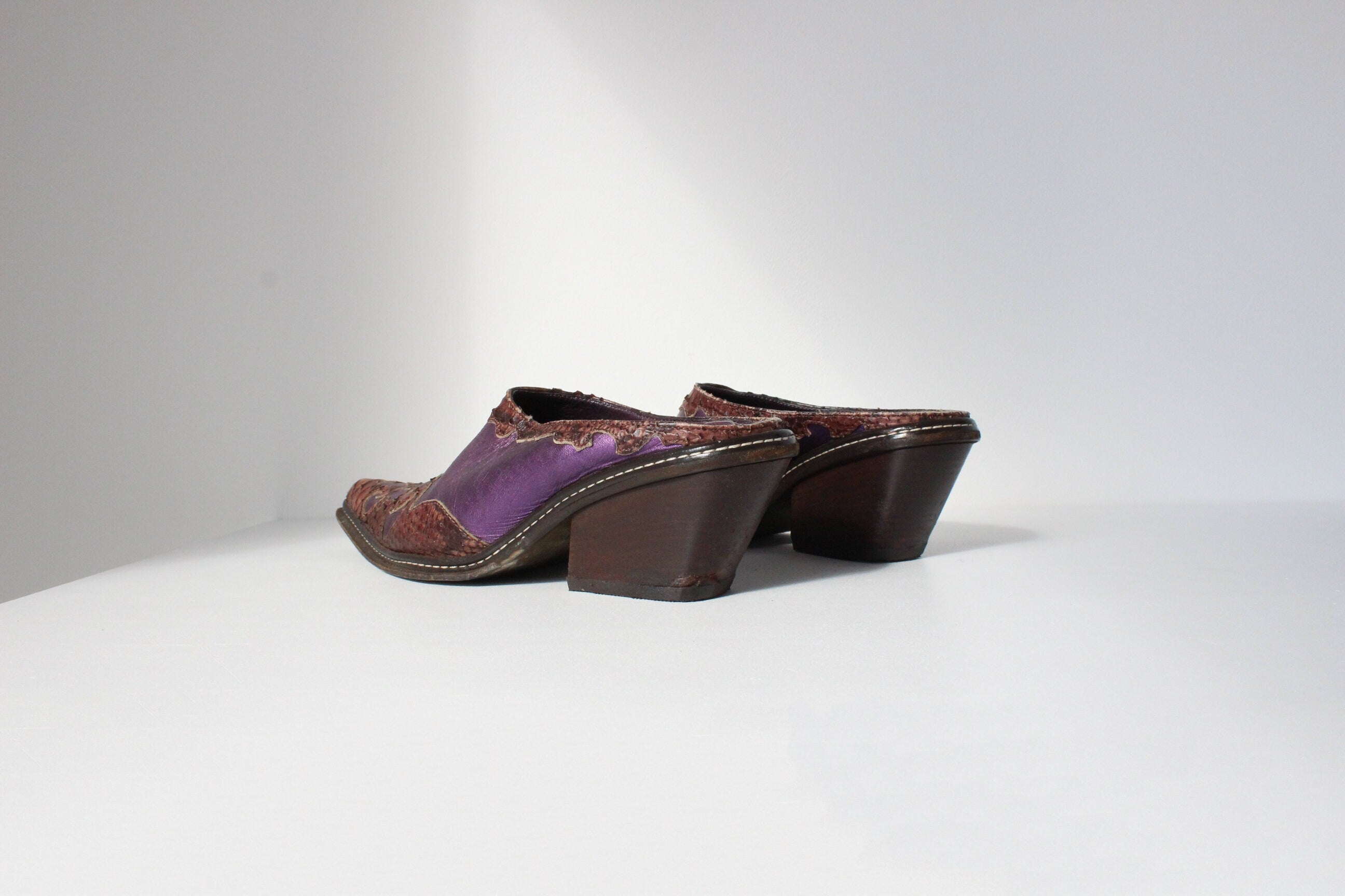 80s Donald Pliner Metallic Maximalist Leather Western Mules ~ Euro 40