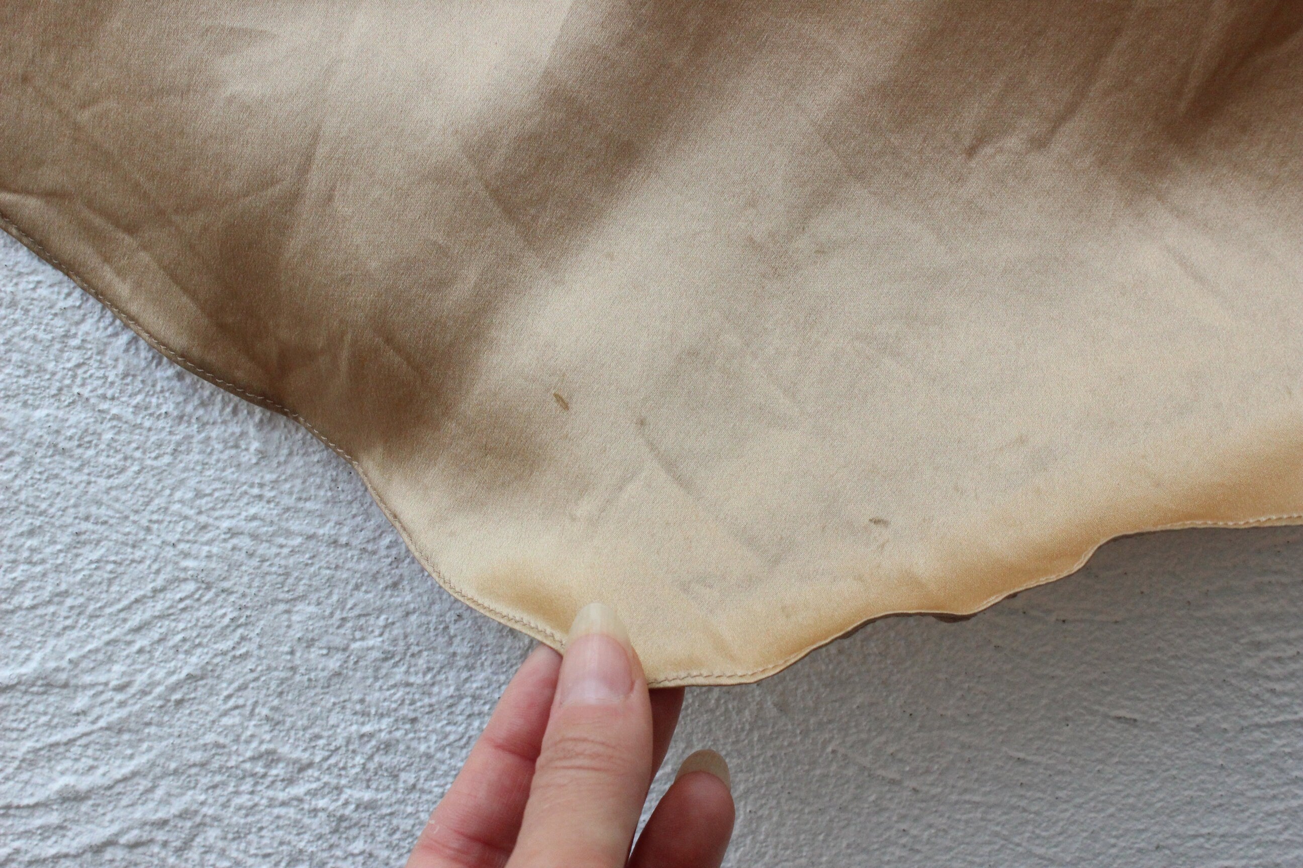 80s Pure Silk Neutral Nude Gold Bias Cut Maxi Skirt w/ Train