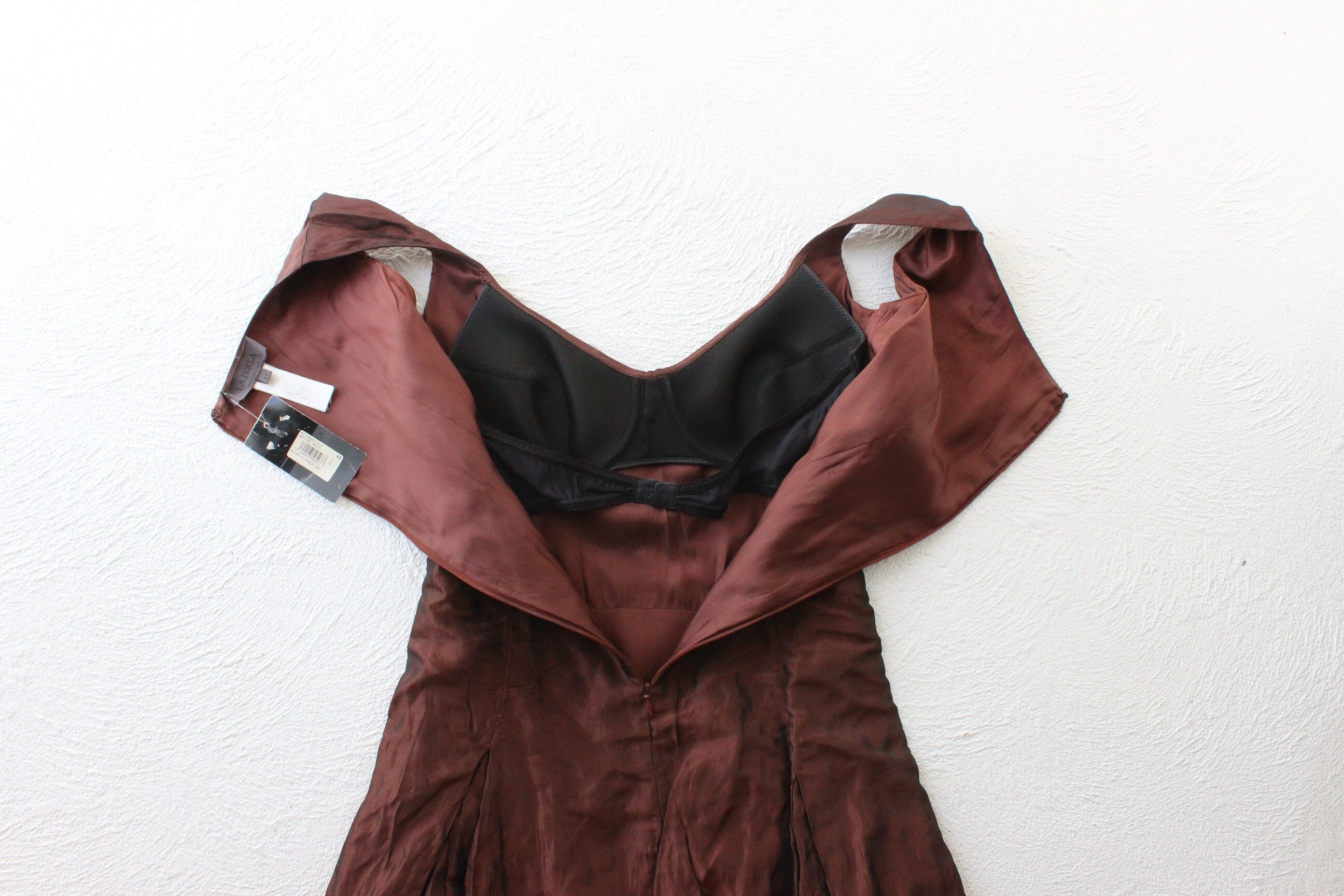 90s LA PERLA Metallic Fitted Bustier Party Dress