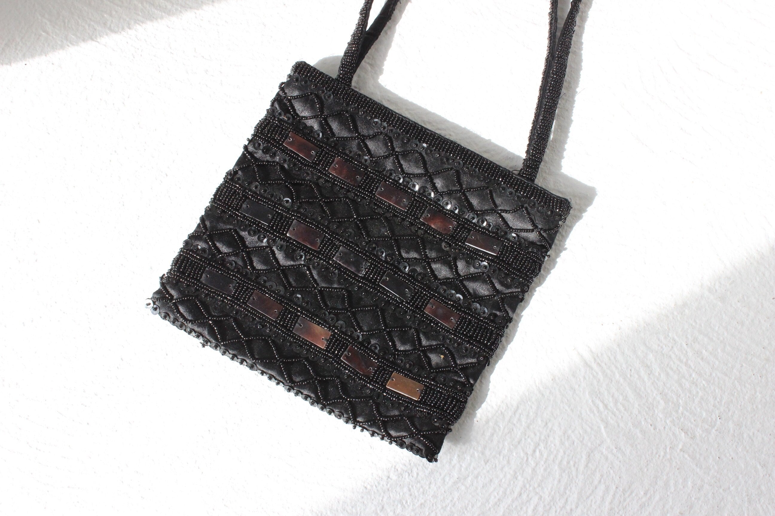 Y2K Small Black Sequin Beaded Evening Bag