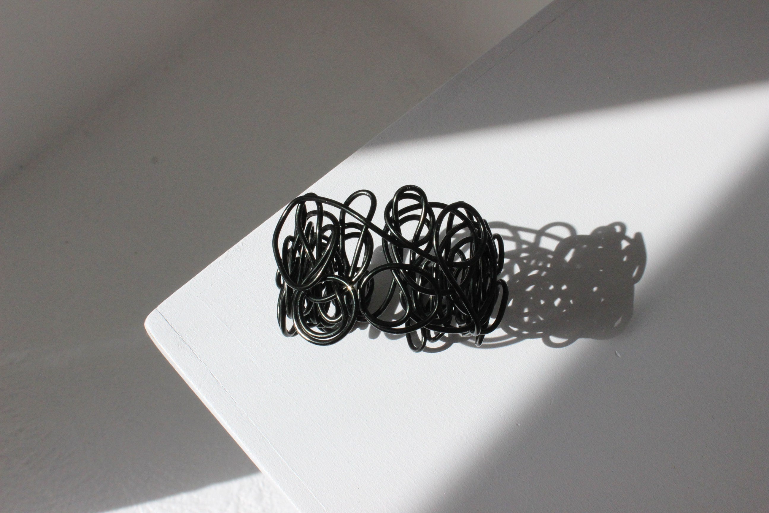 2000s Squiggly Black Abstract Cuff Bracelet