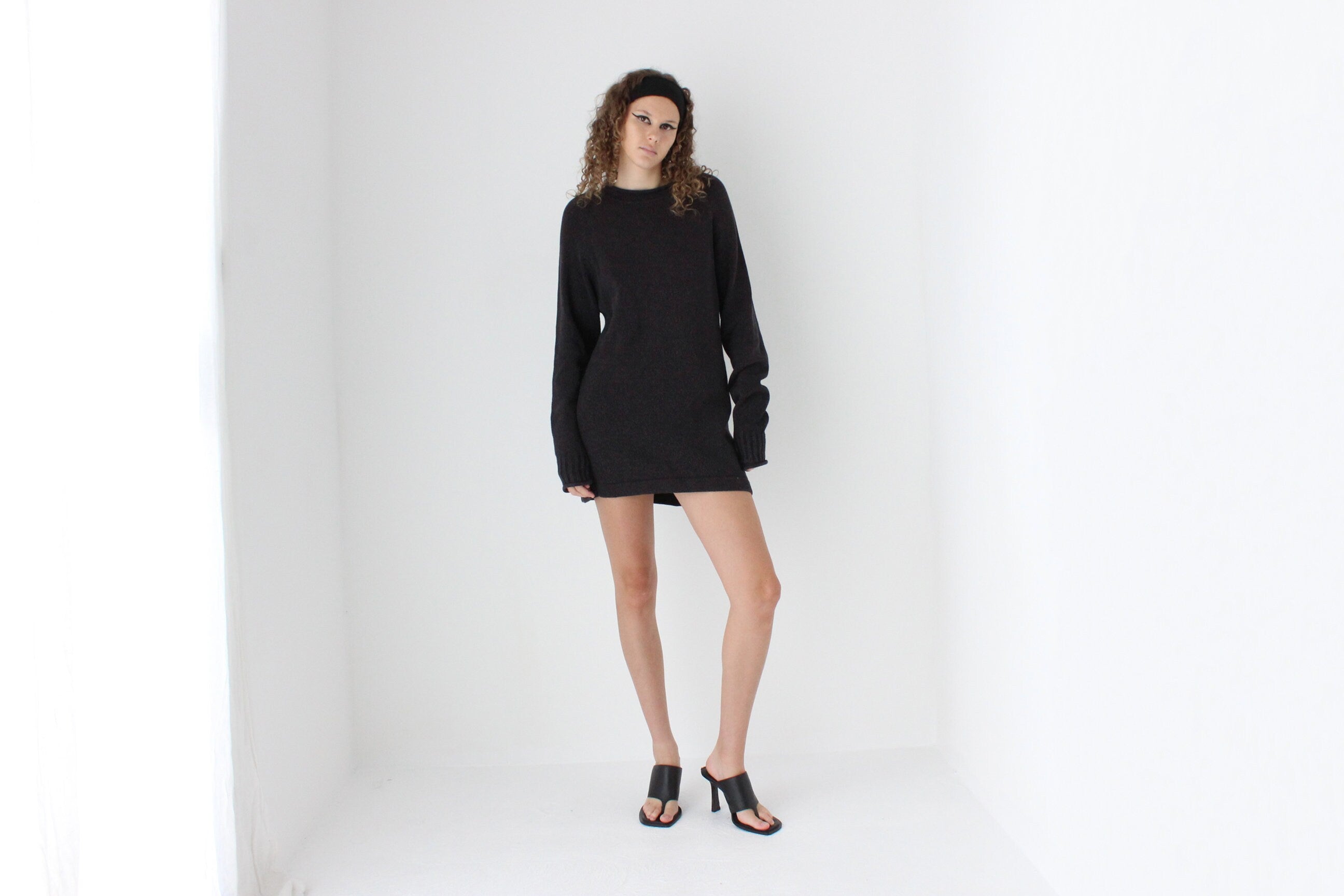 Essential 90s Charcoal Cotton Sweater Dress