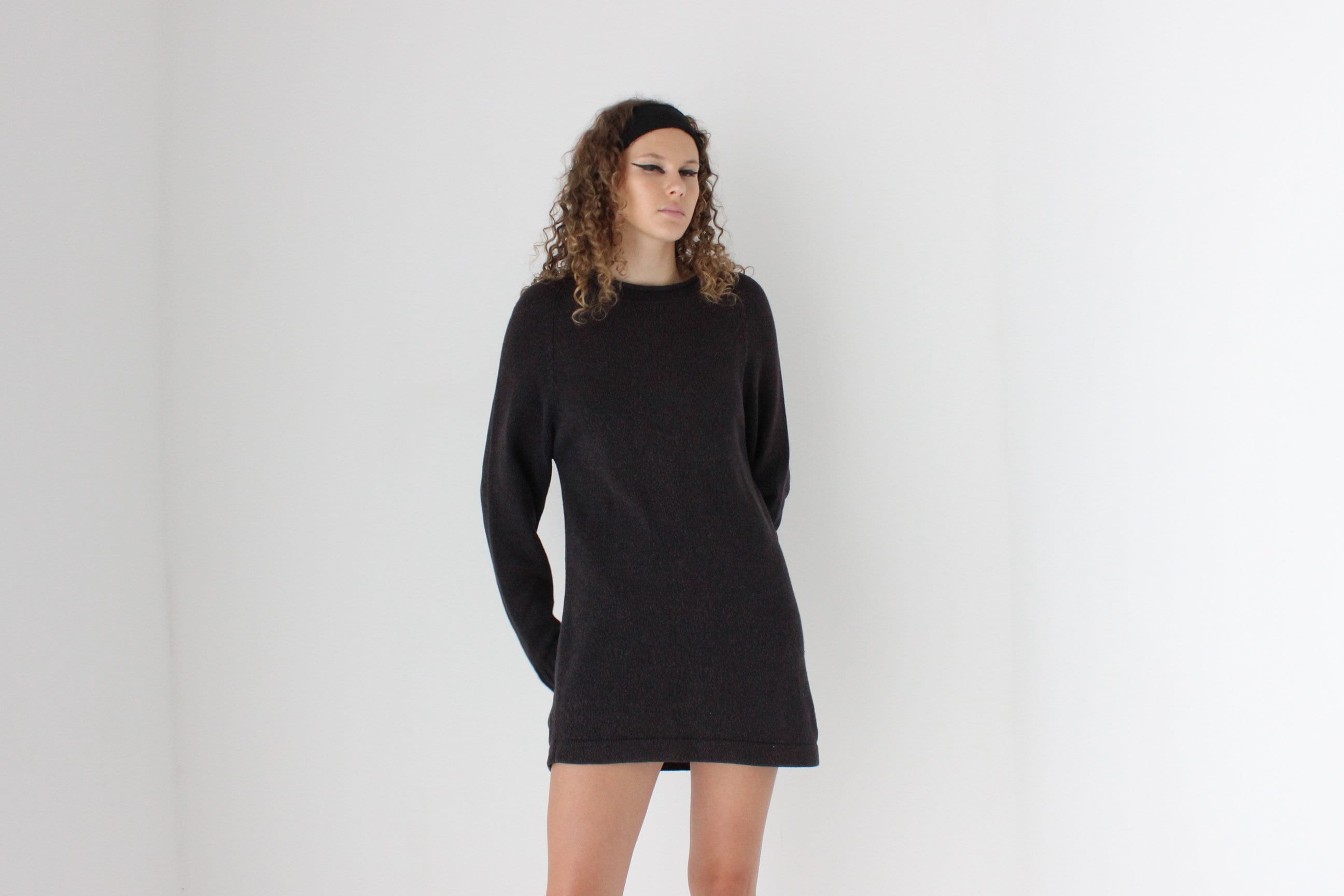 Essential 90s Charcoal Cotton Sweater Dress