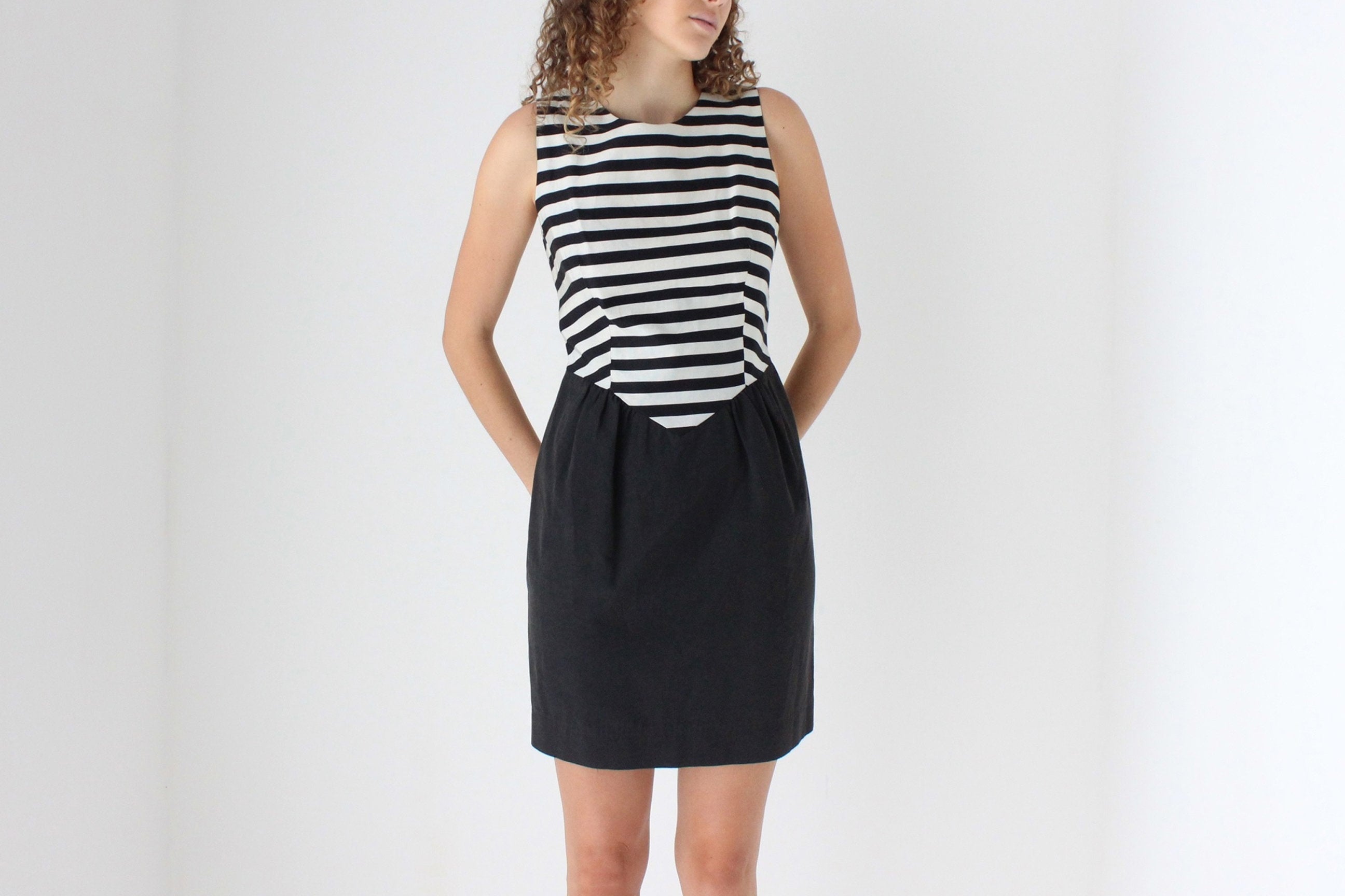90s Moschino Monochromatic Stripe Mini Dress