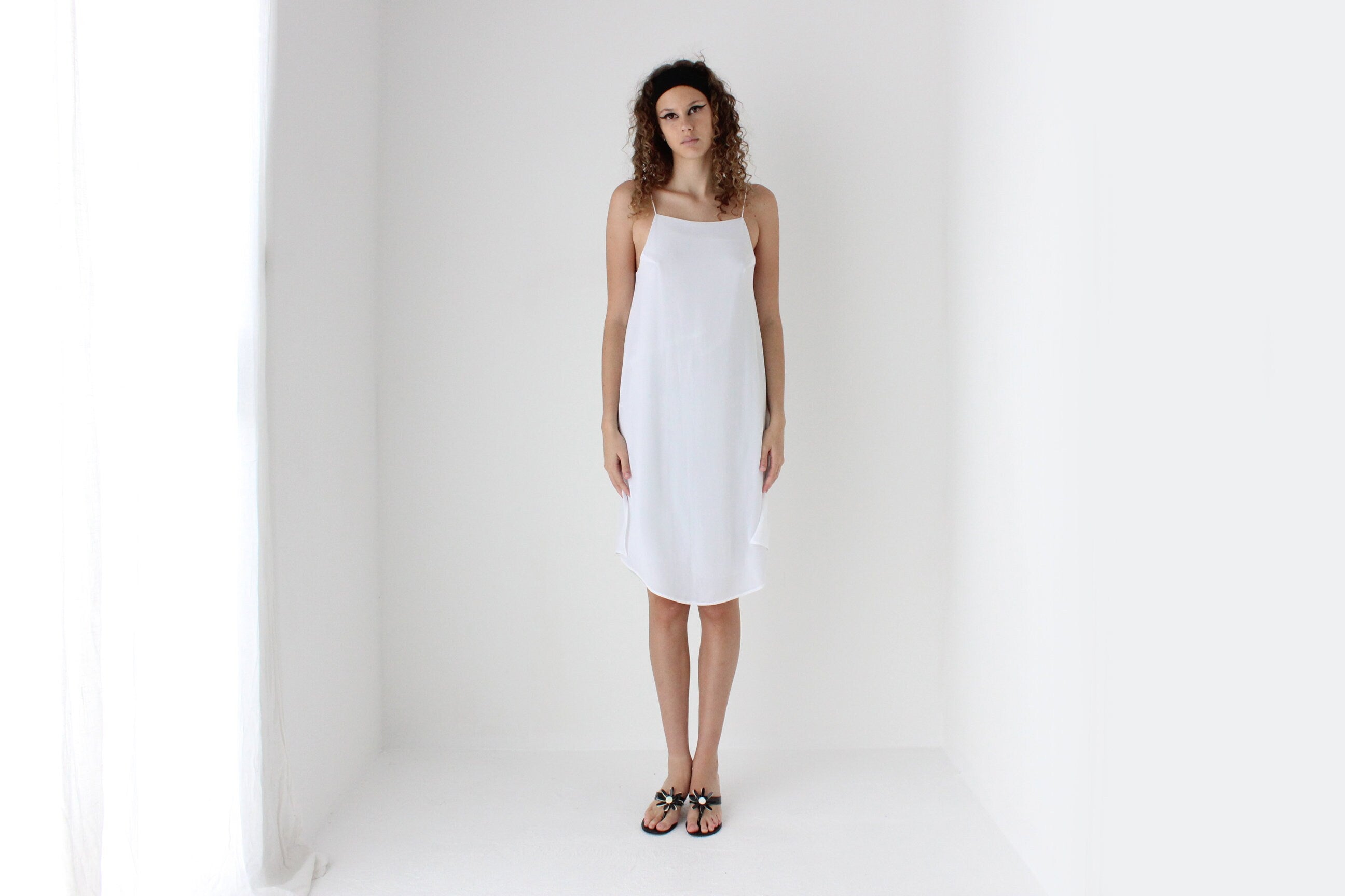 2000s Simple Triple Layered Square Neck Slip Dress