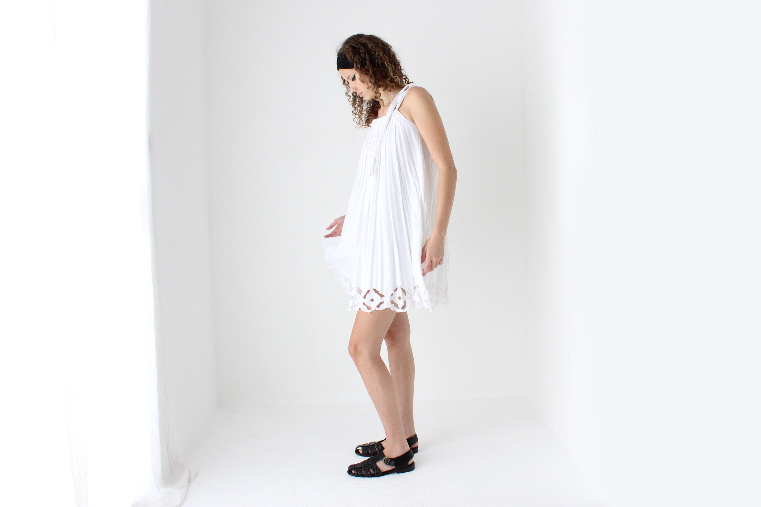 90s Cotton 'Paper Cut Out' Voluminous Trapeze Mini