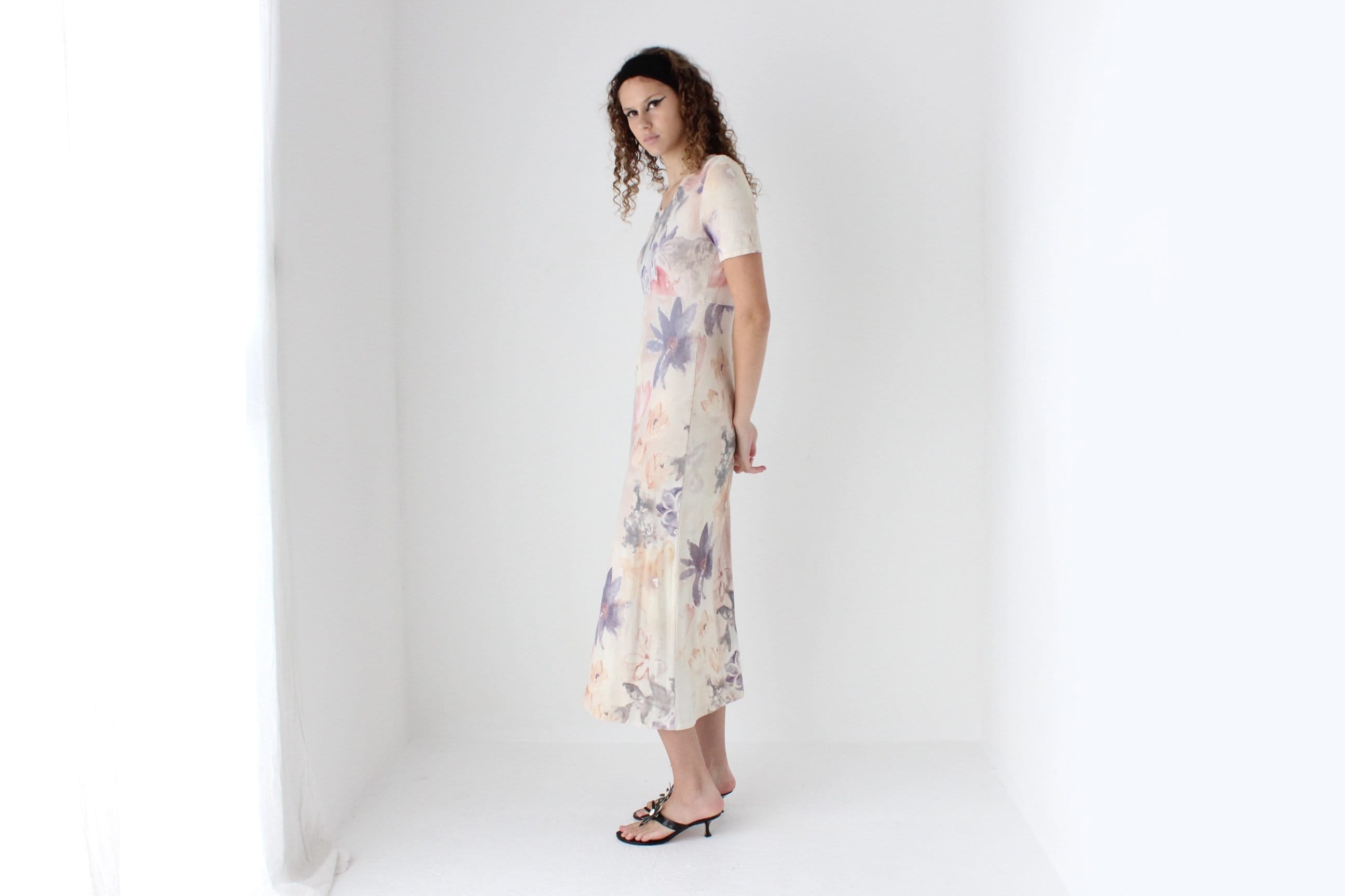 90s Slinky Watercolour Pastel Tee Dress
