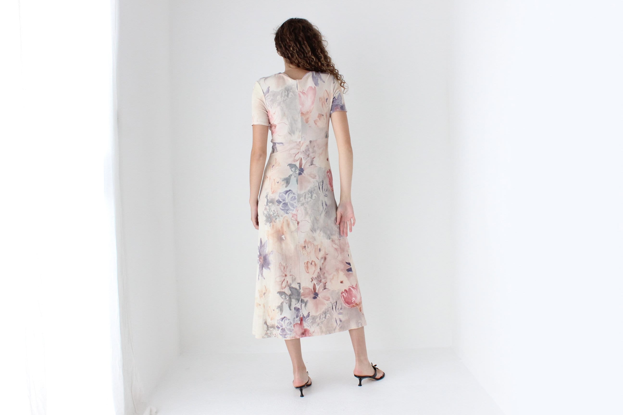 90s Slinky Watercolour Pastel Tee Dress