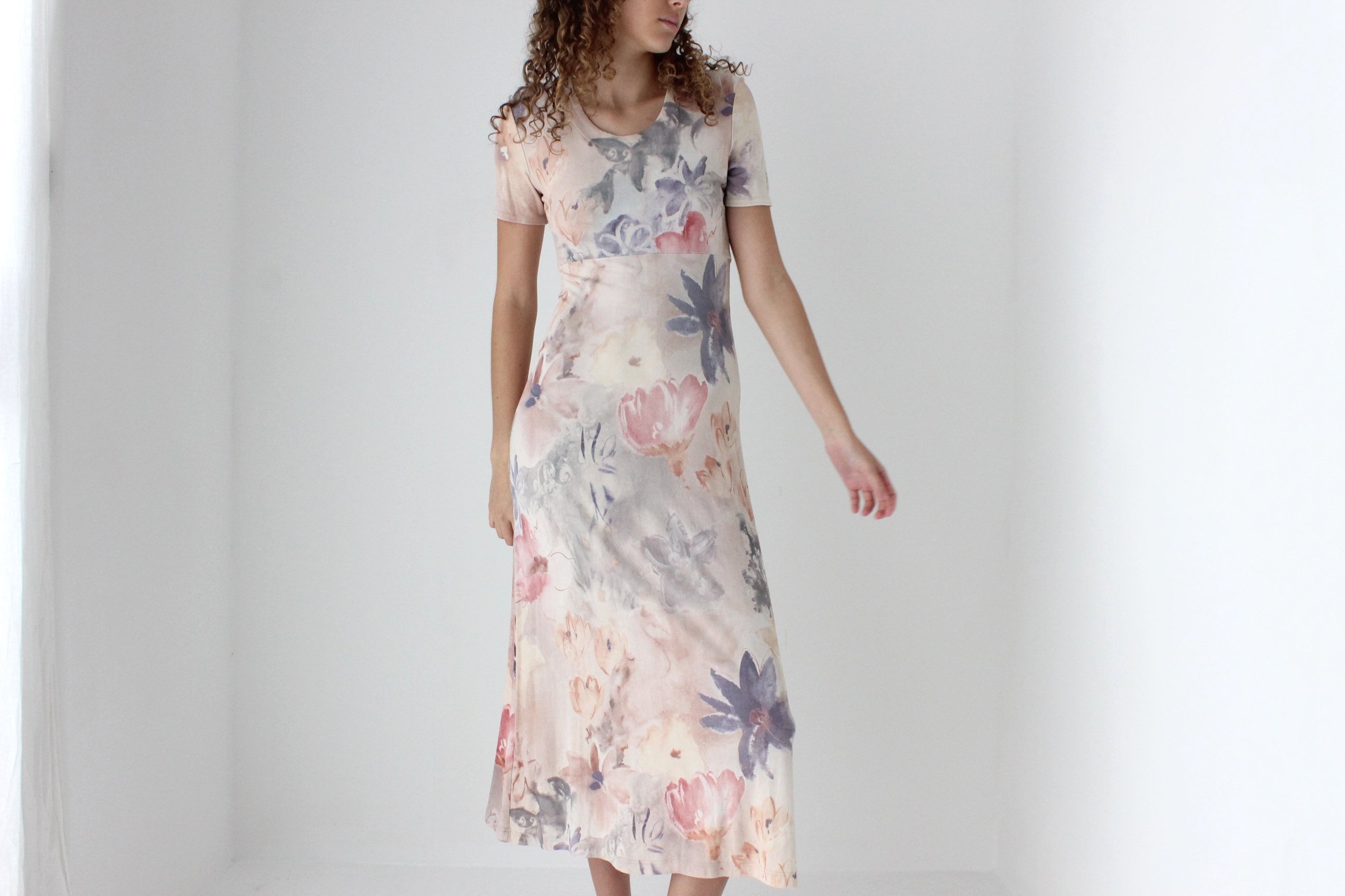 90s Slinky Watercolour Pastel Tee Dress