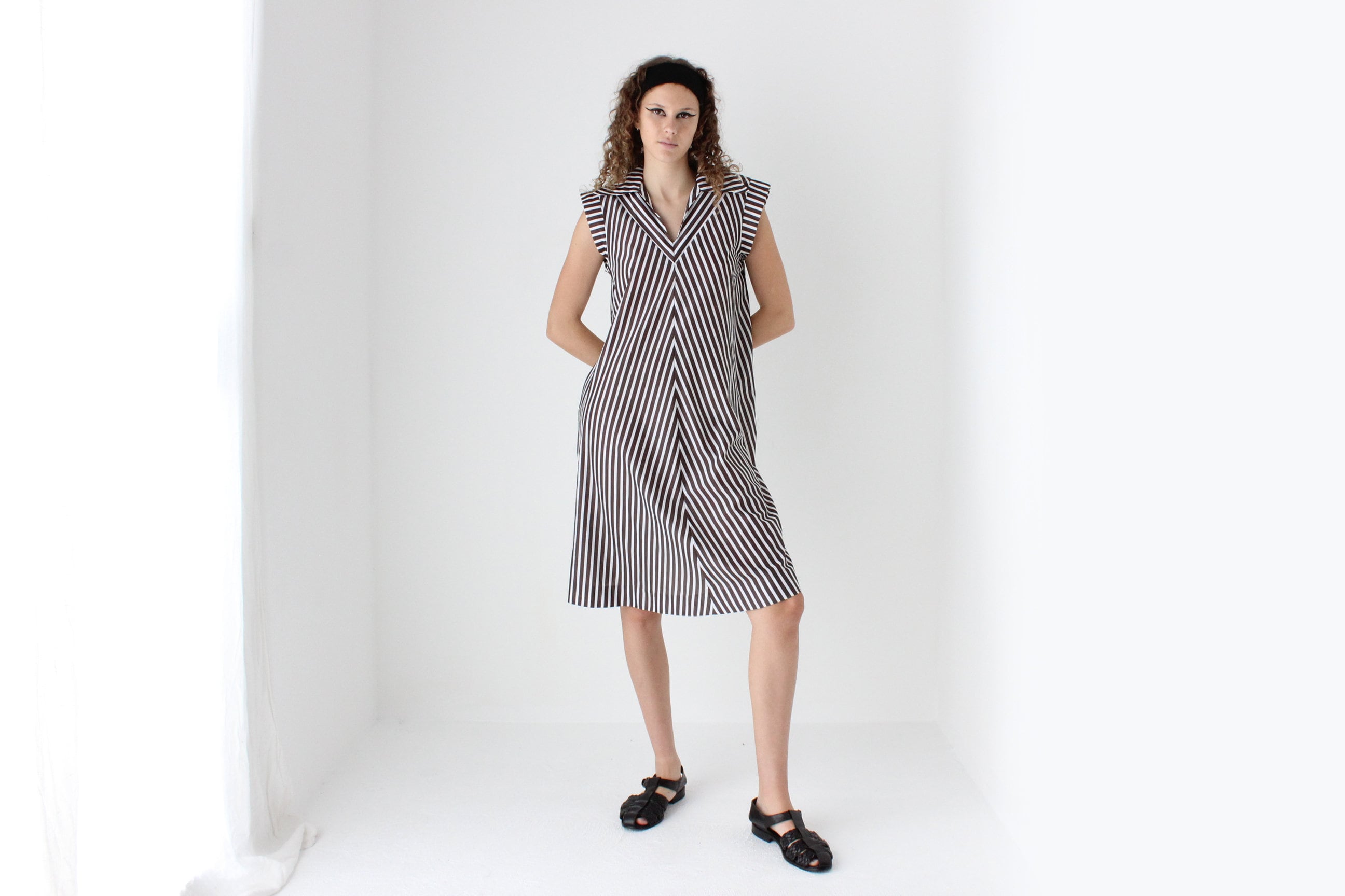 80s Relaxed Chevron Stripe Dress