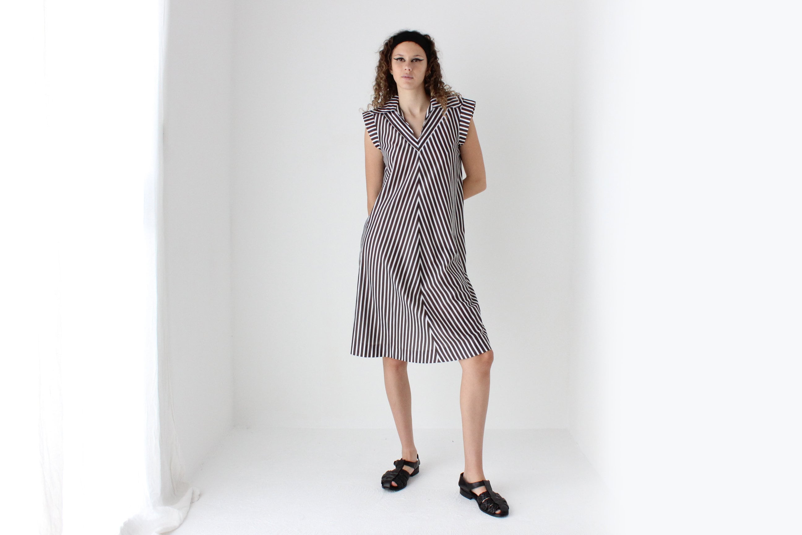 80s Relaxed Chevron Stripe Dress
