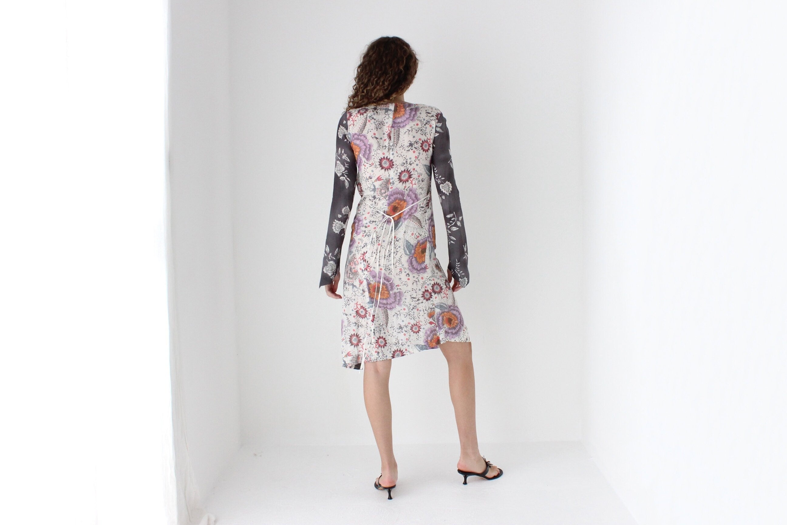 Y2K Hugo Boss Asymmetric Floral Silk Carrie Dress