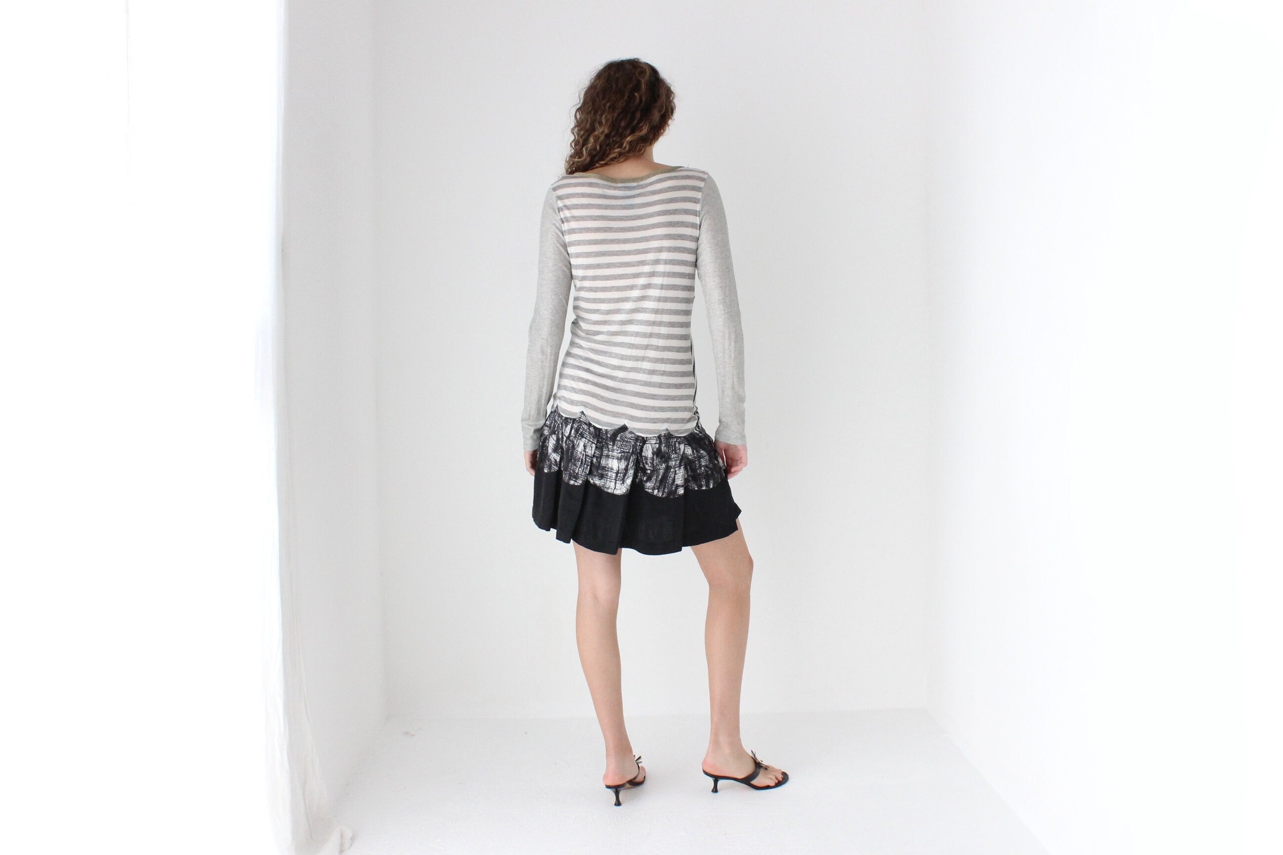 Y2K CUSTO BARCELONA Unusual Striped Pastiche Dress