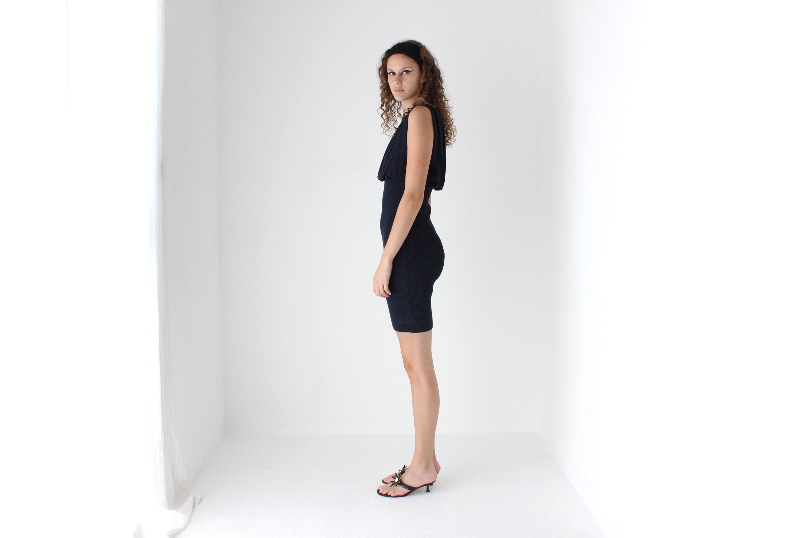 90s Moschino Textured Stretch Knit Mini Dress