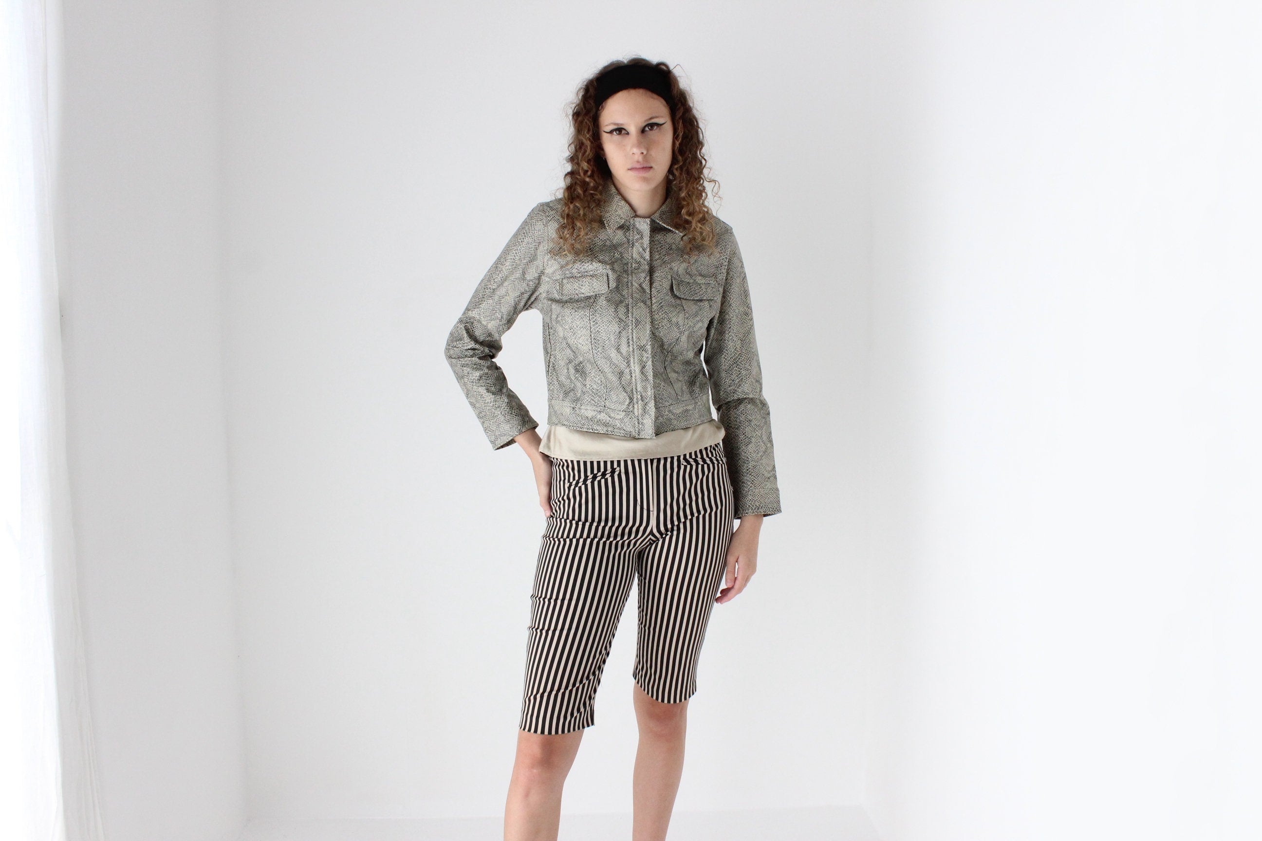 90s Vinyl Snakeskin Boxy Jacket