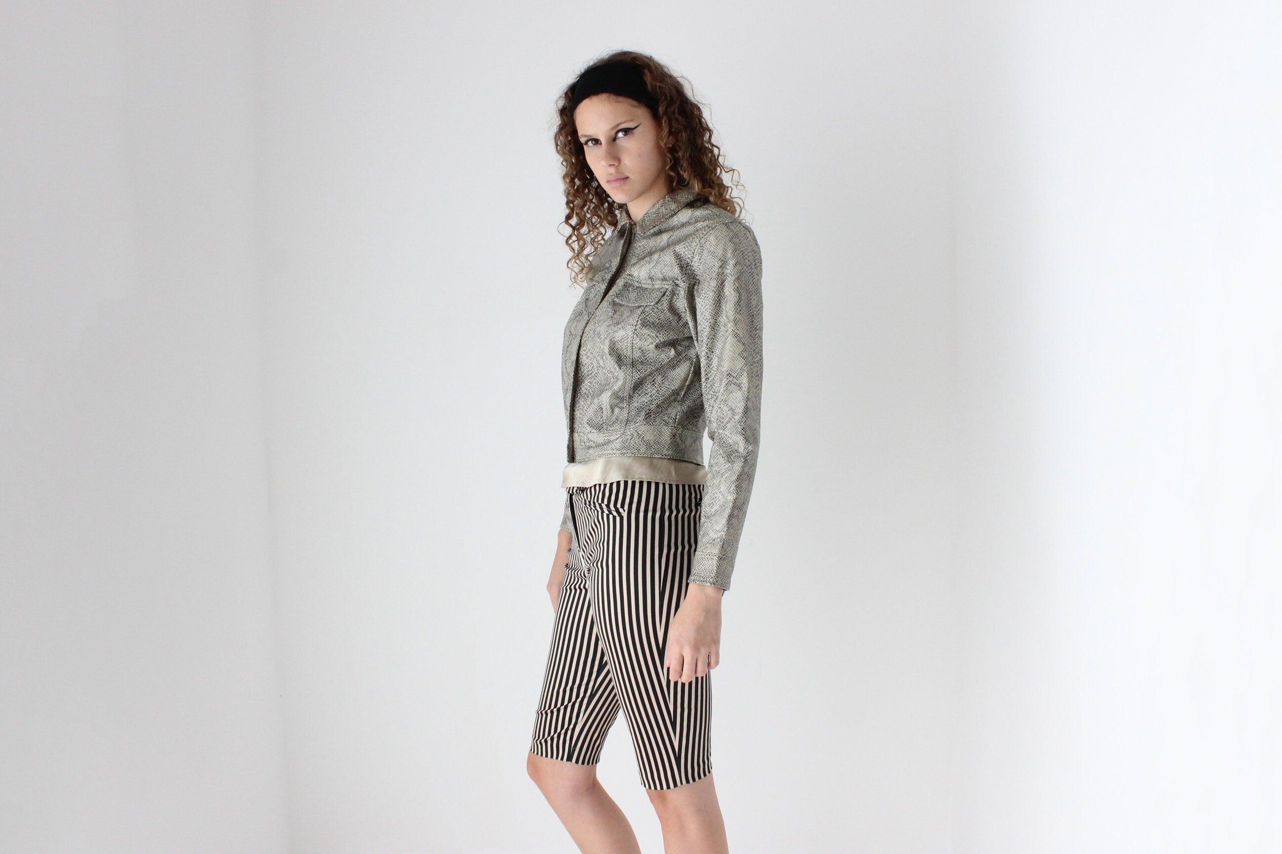 90s Vinyl Snakeskin Boxy Jacket