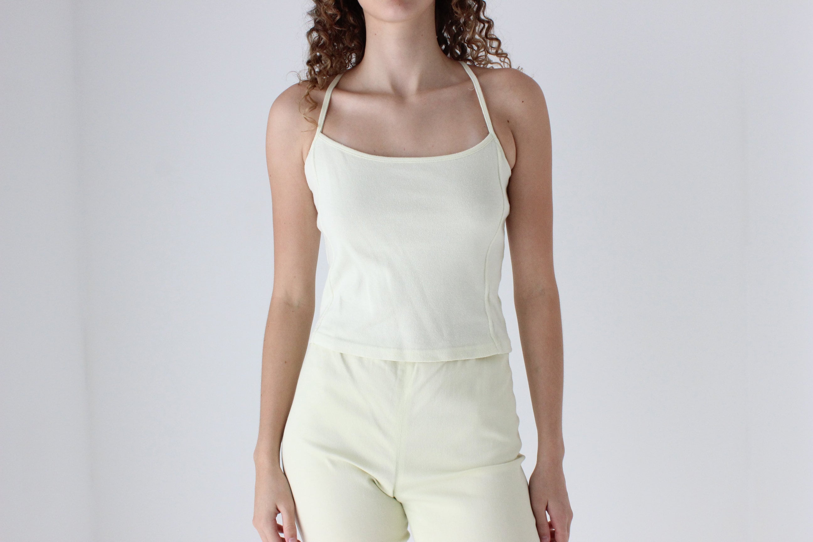 90s Pastel Yellow Cotton Tank Top