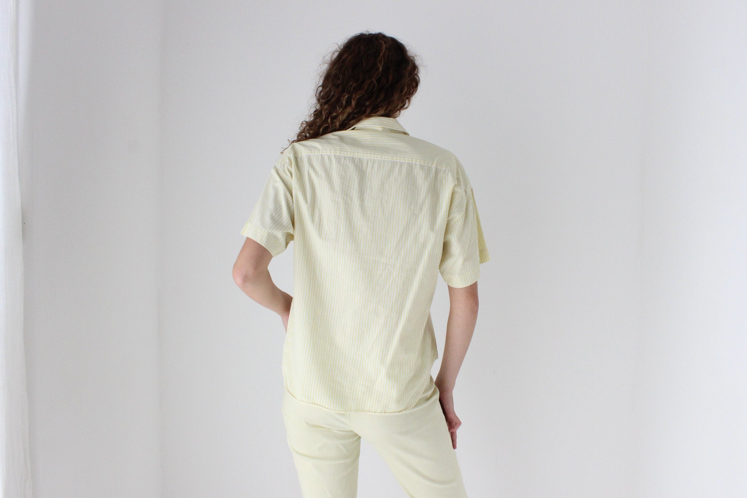 80s French Cotton Striped Boxy Shirt