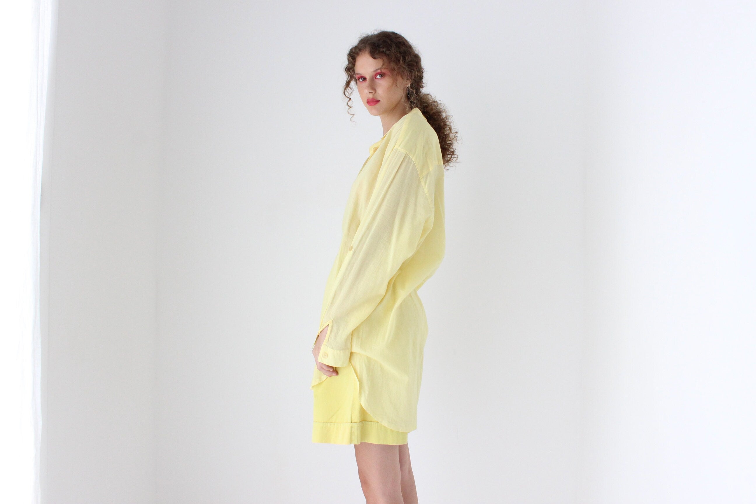 Gorgeous 90s Sheer Cotton Gauze Shirt Dress