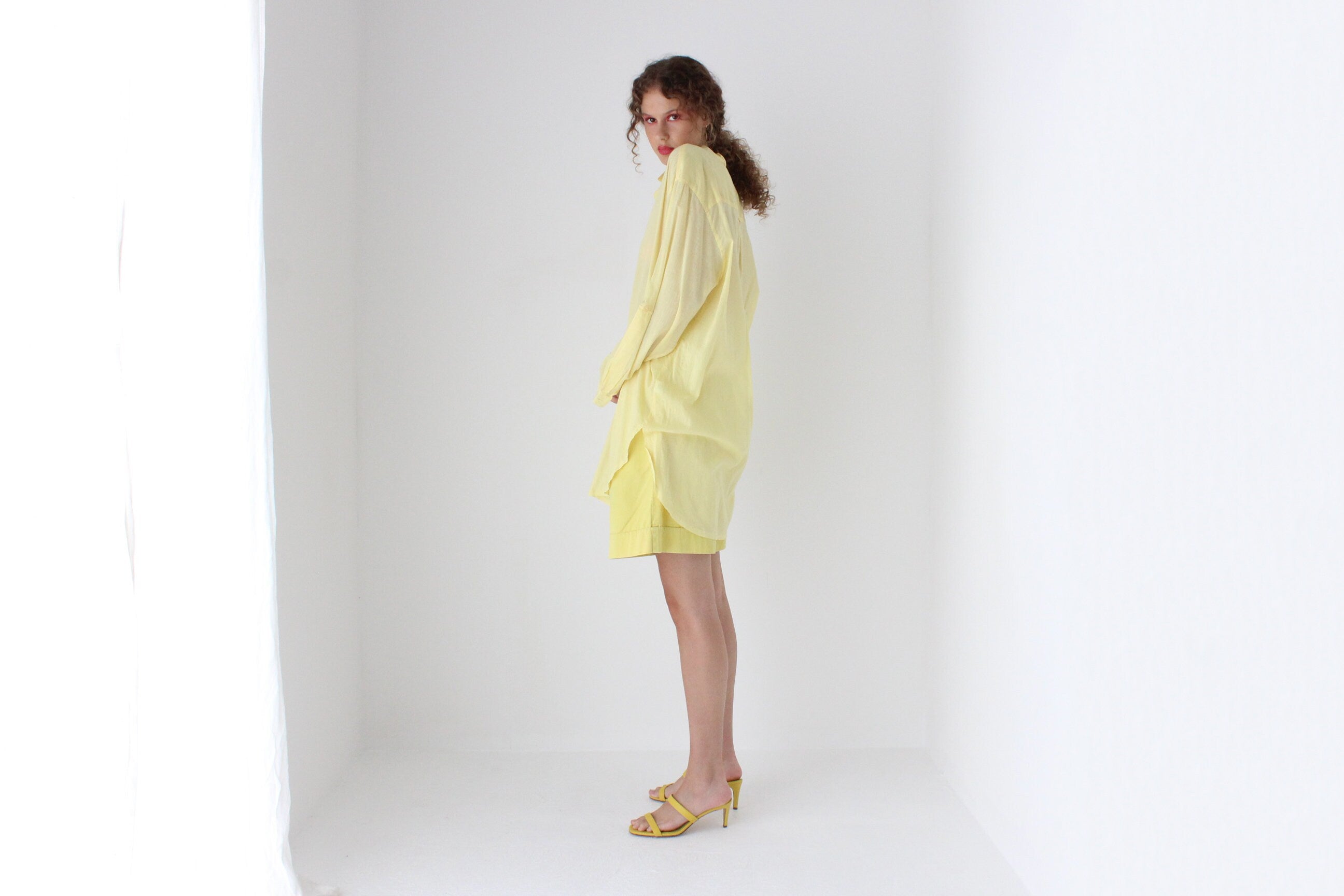Gorgeous 90s Sheer Cotton Gauze Shirt Dress