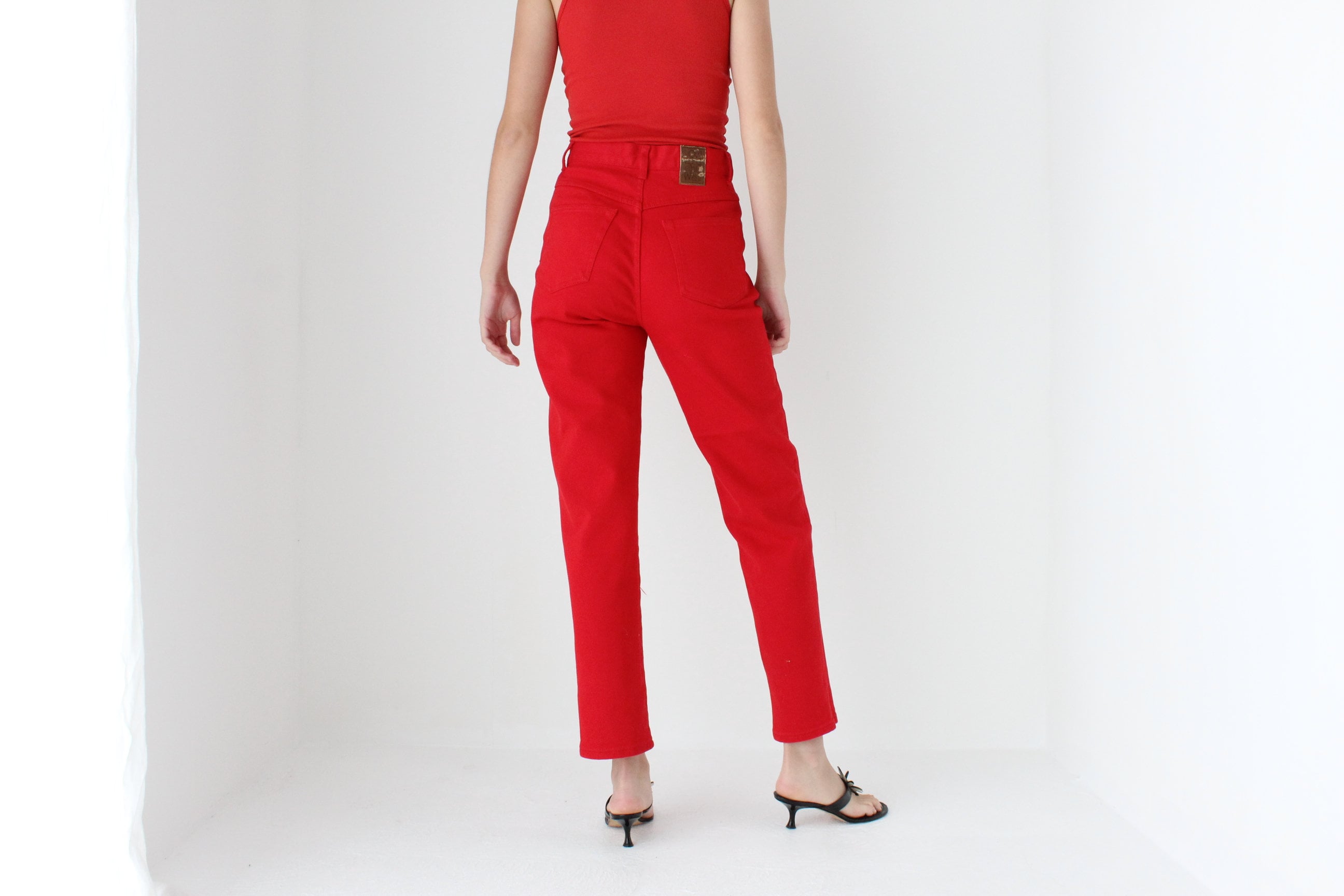 90s Quality Red Denim Jeans by Howard Showers