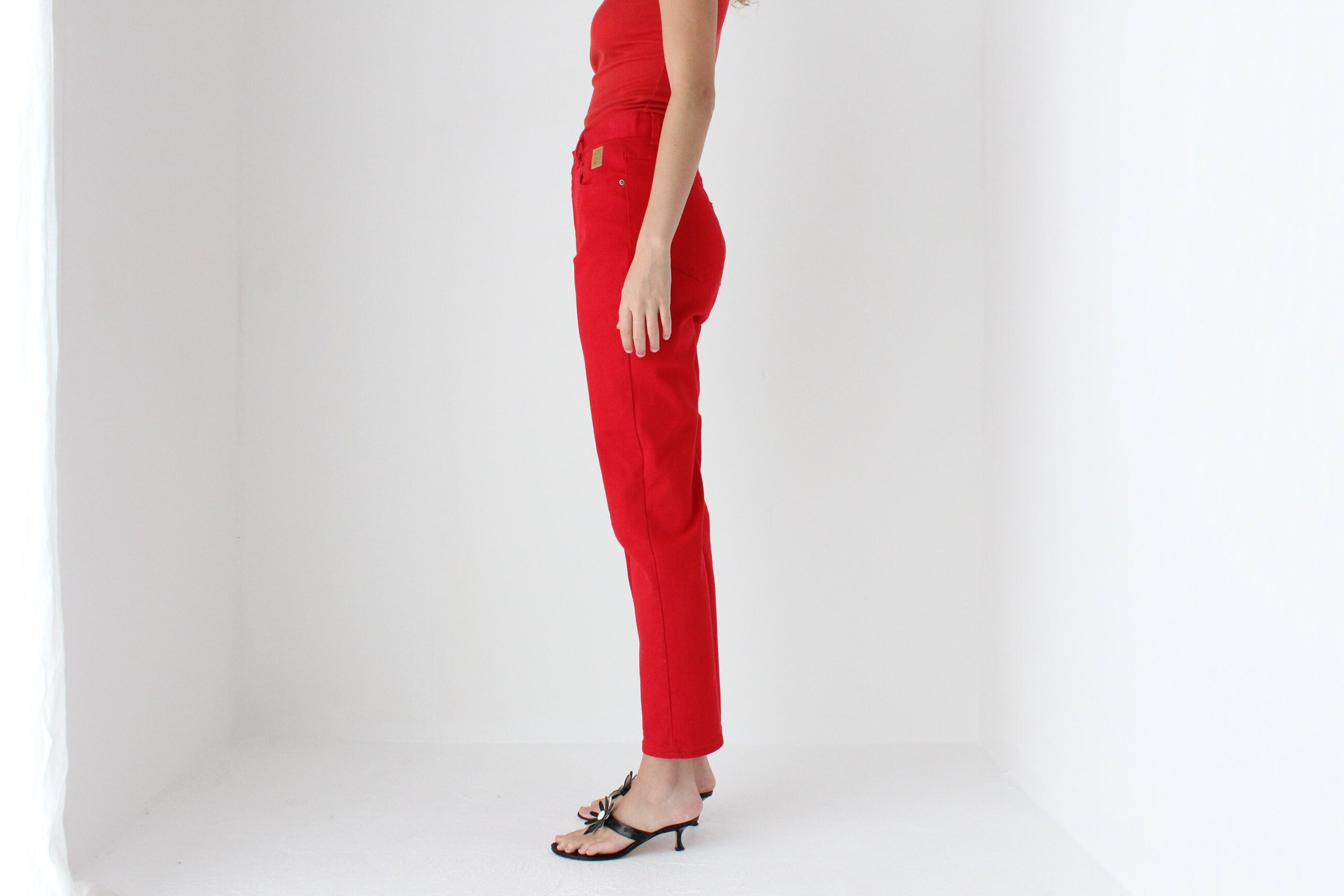 90s Quality Red Denim Jeans by Howard Showers