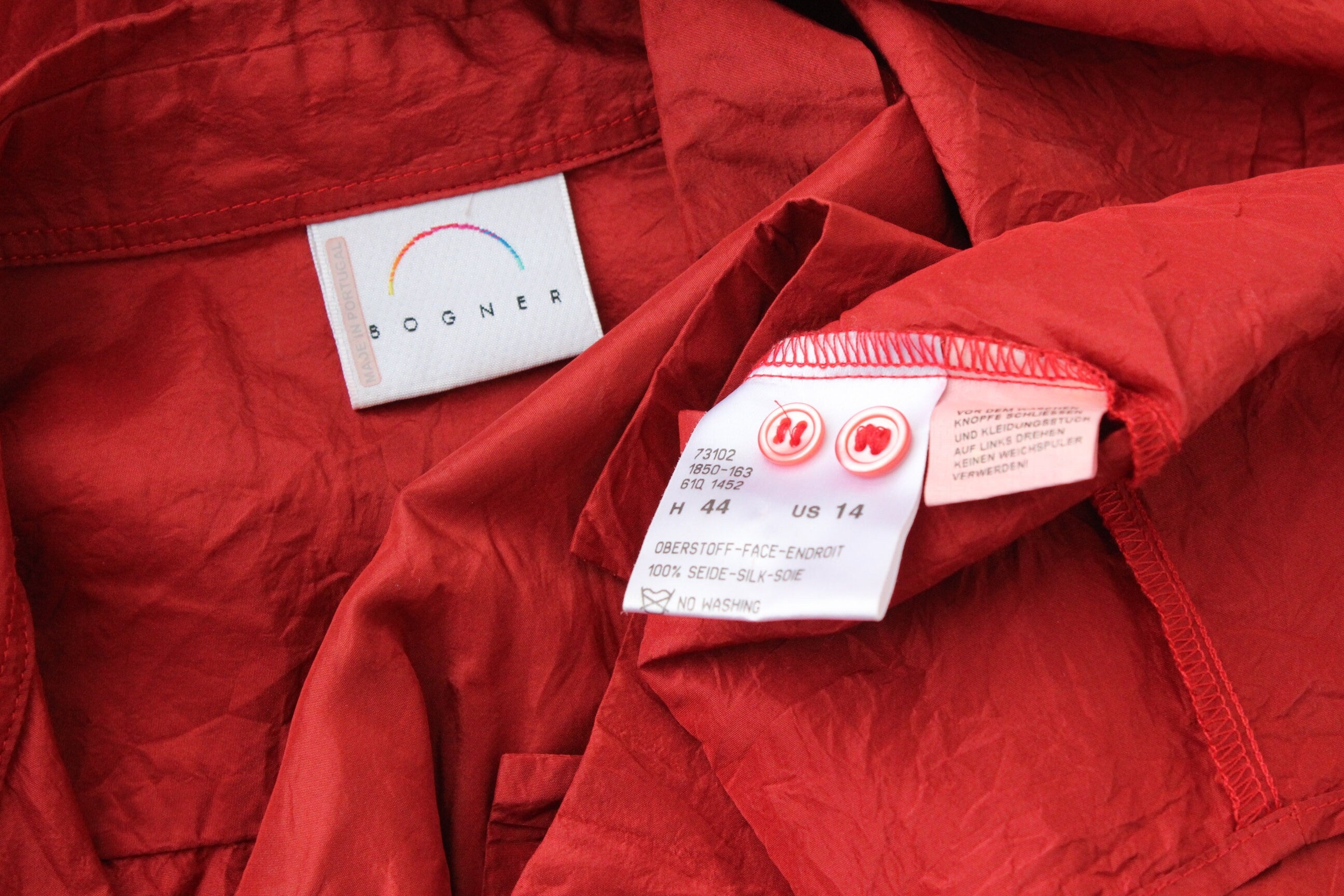 80s Silk Rust Red Button Up Shirt by Bogner