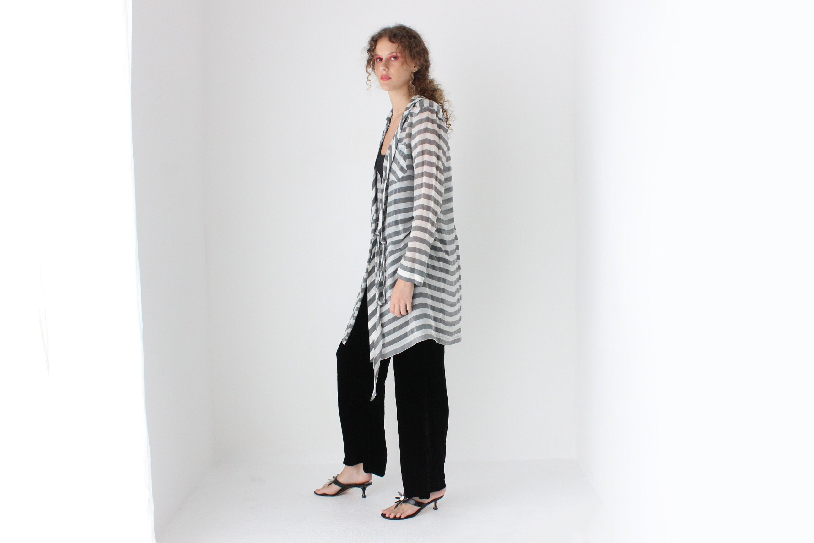 2000s Diane Von Furstenberg Striped Silk Wrap Top