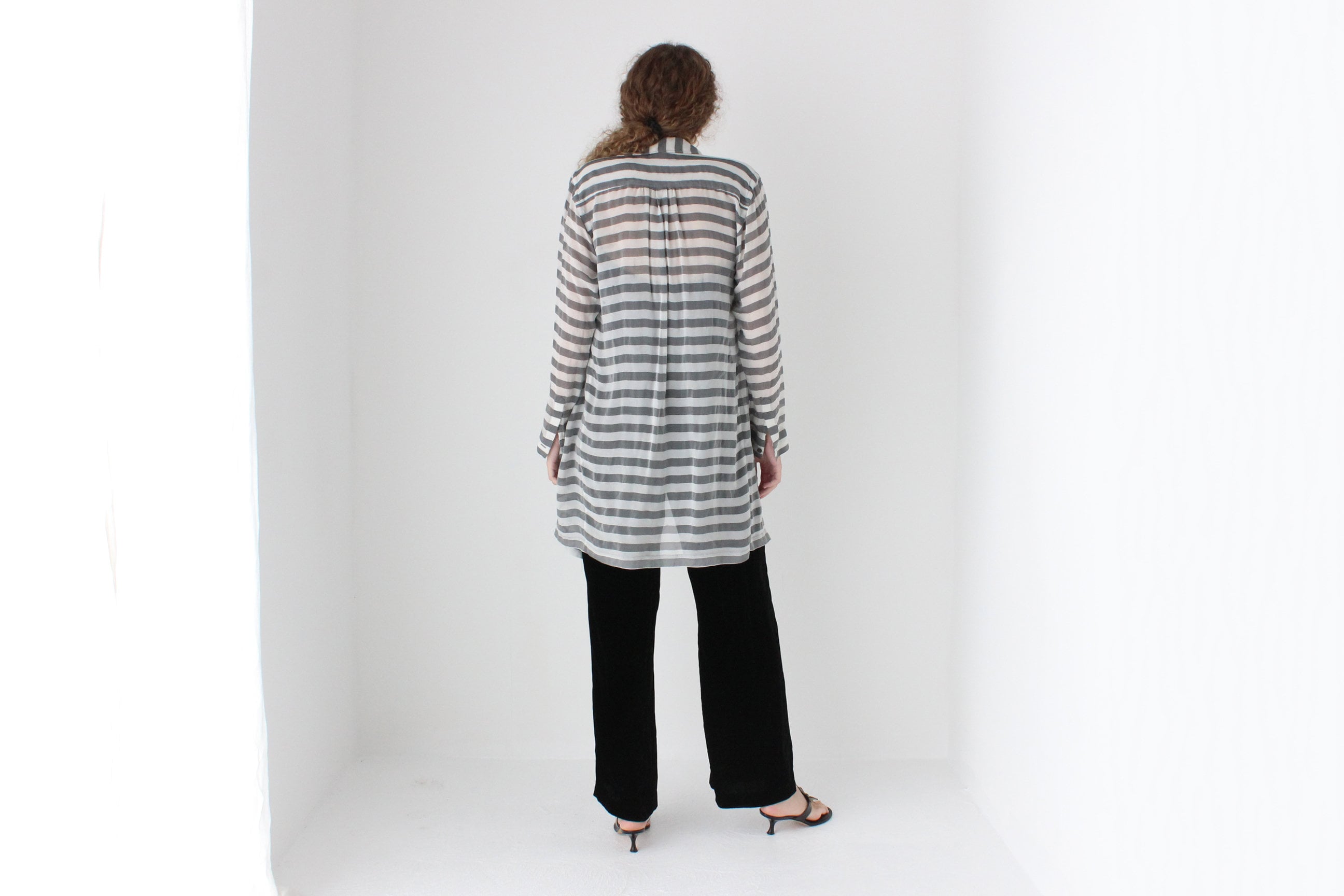 2000s Diane Von Furstenberg Striped Silk Wrap Top