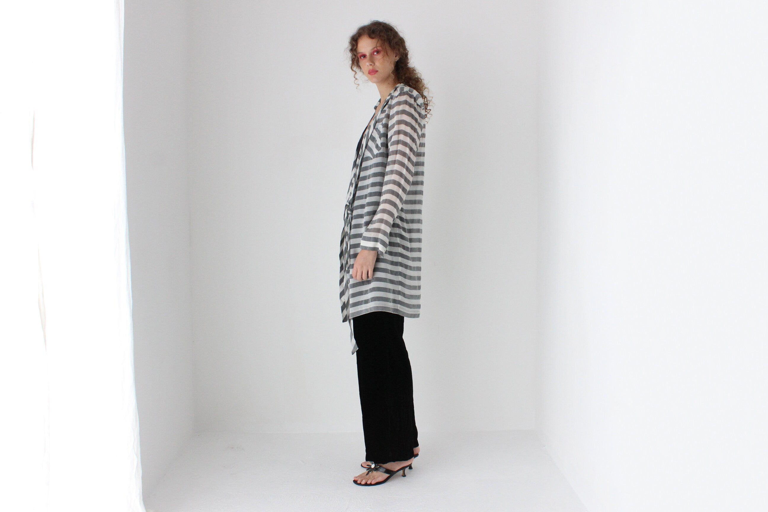 2000s Diane Von Furstenberg Striped Silk Wrap Top