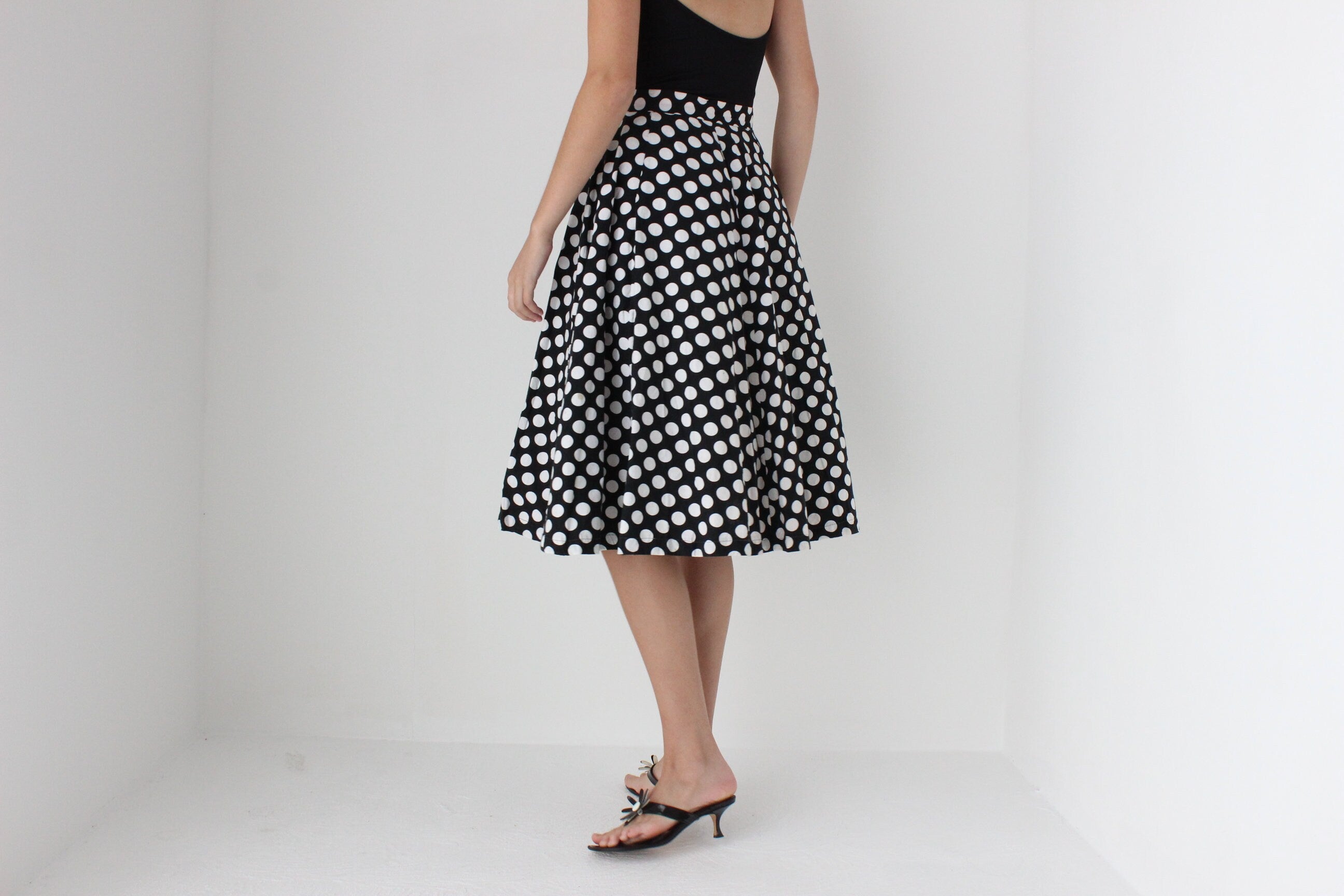 50s Vintage Cotton Polka Dot Skirt