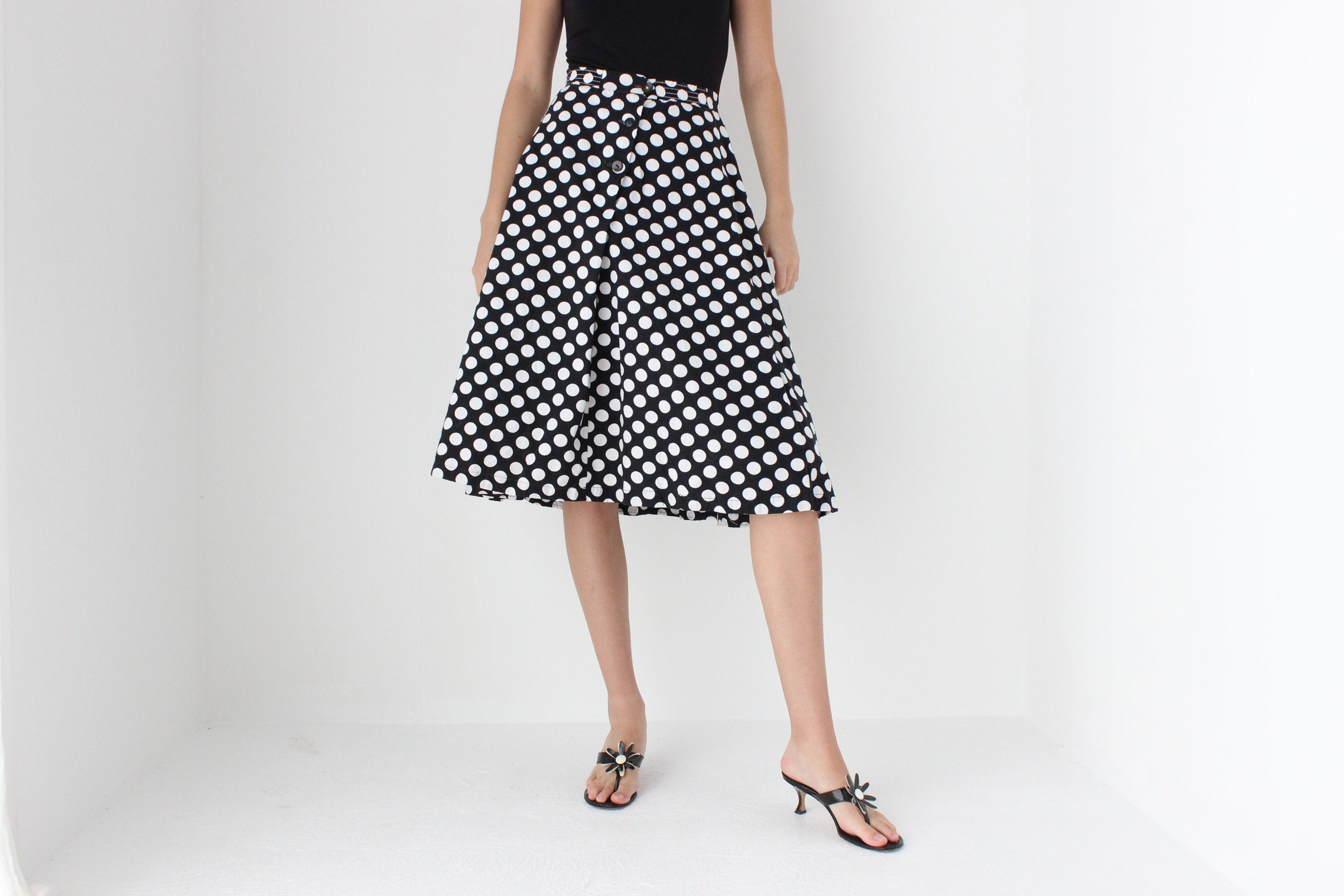 50s Vintage Cotton Polka Dot Skirt