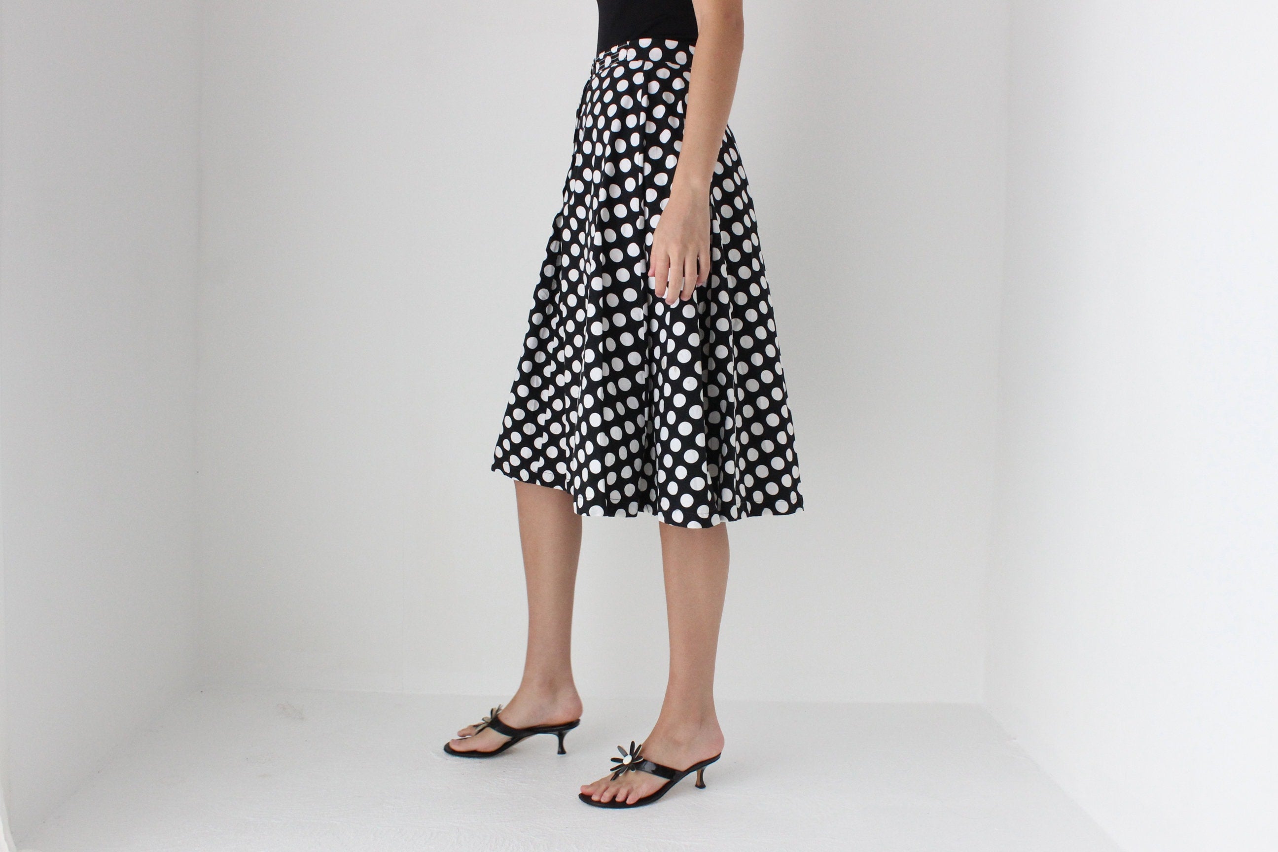 50s Vintage Cotton Polka Dot Skirt