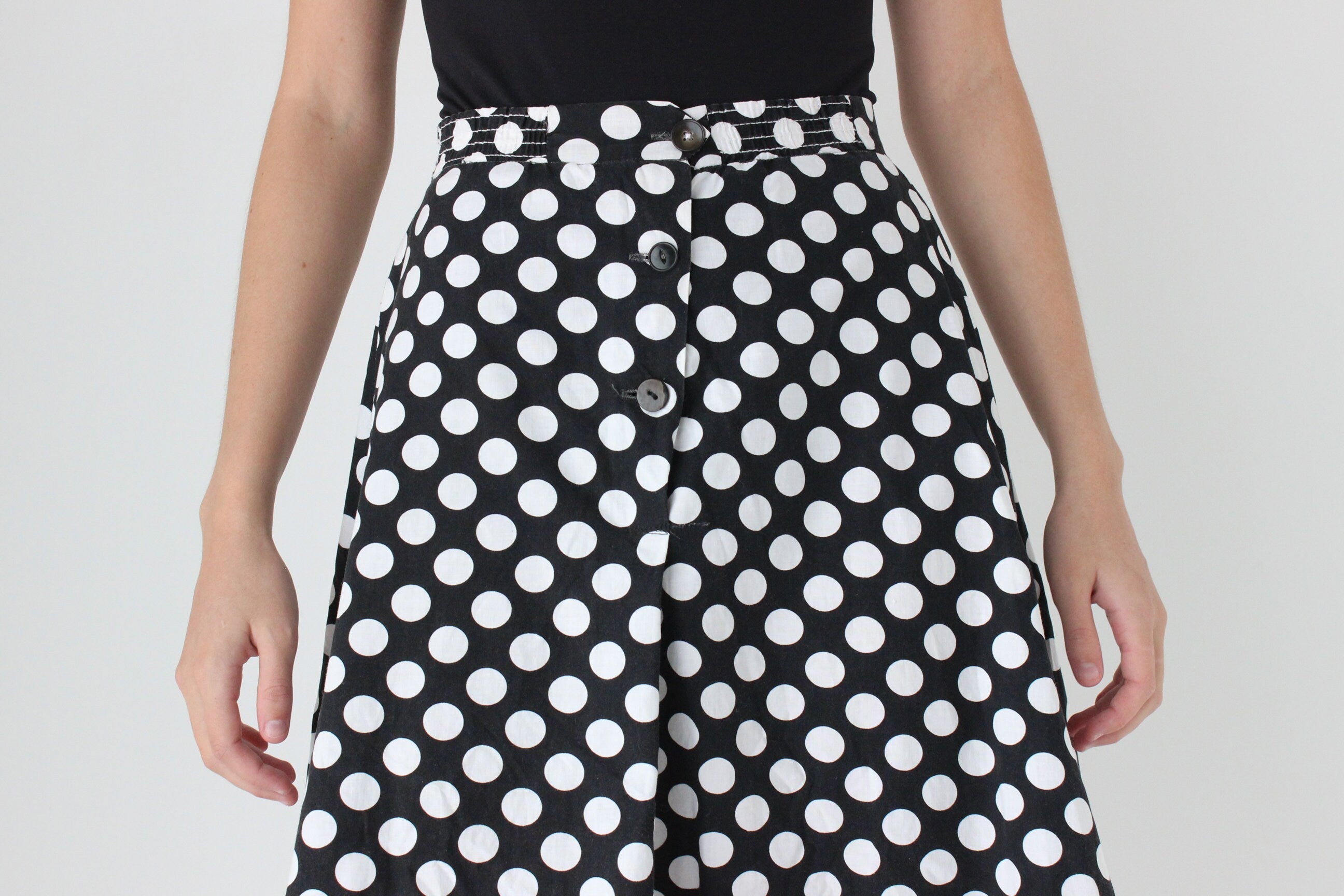 50s Vintage Cotton Polka Dot Skirt
