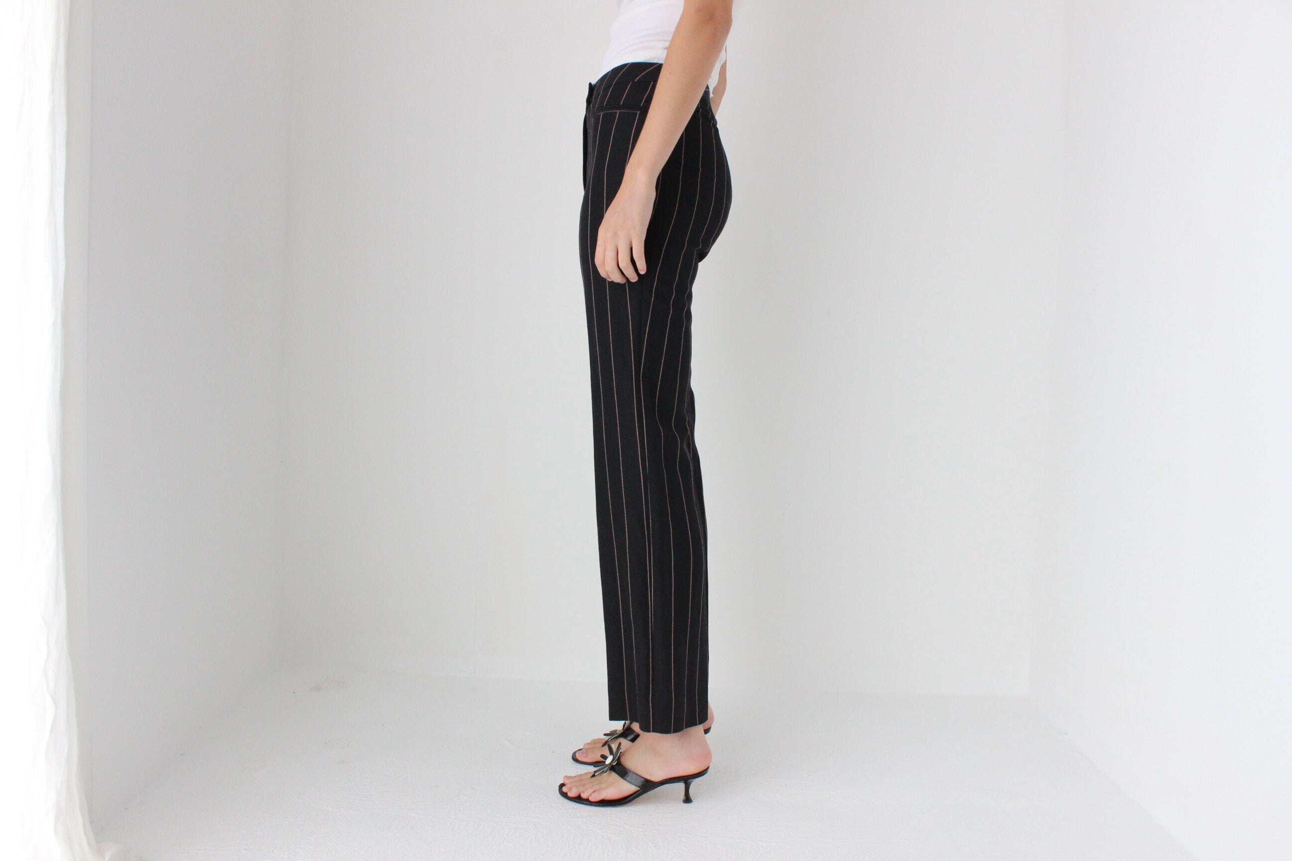 90s 'Dolce & Gabbana Basic' Pinstripe Linen Trousers