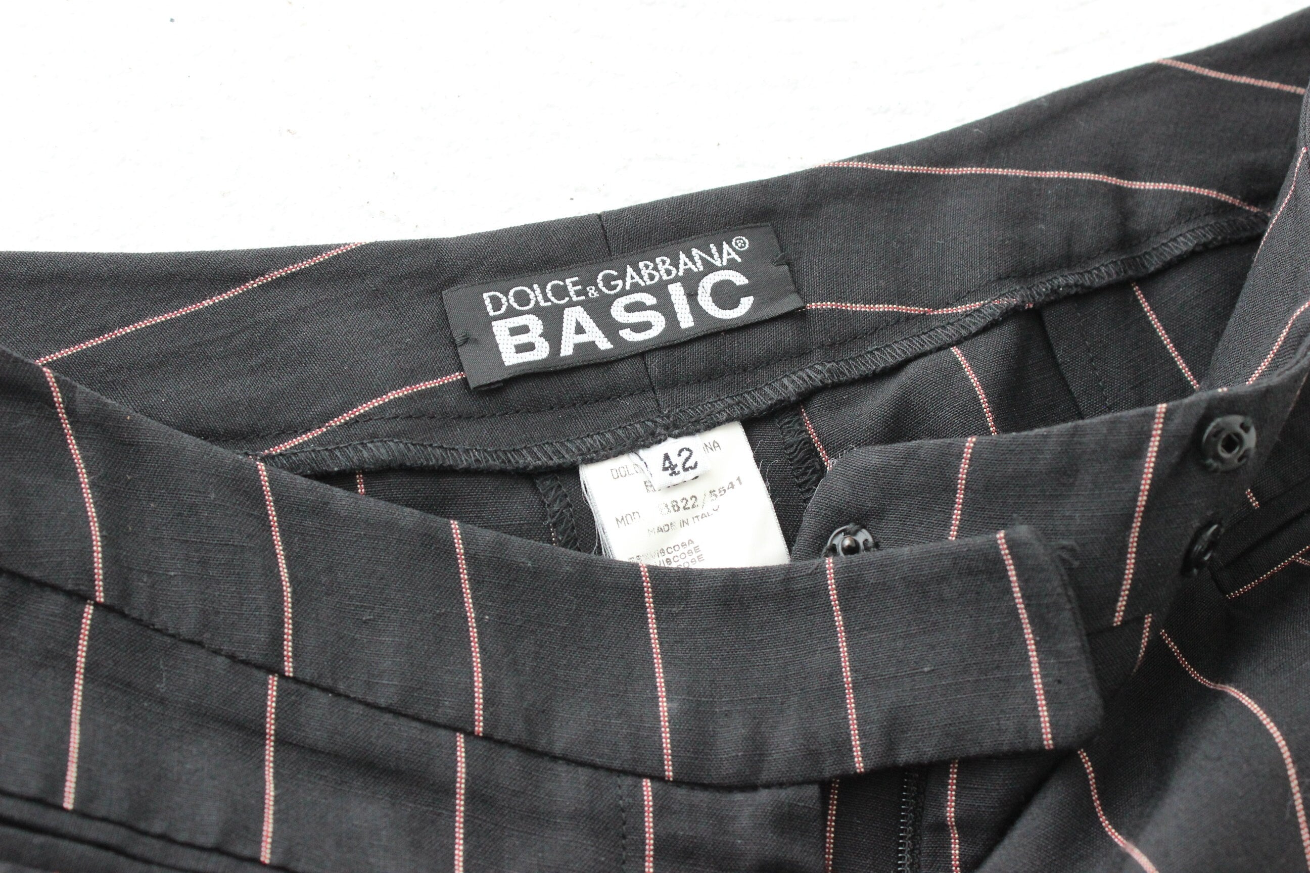 90s 'Dolce & Gabbana Basic' Pinstripe Linen Trousers