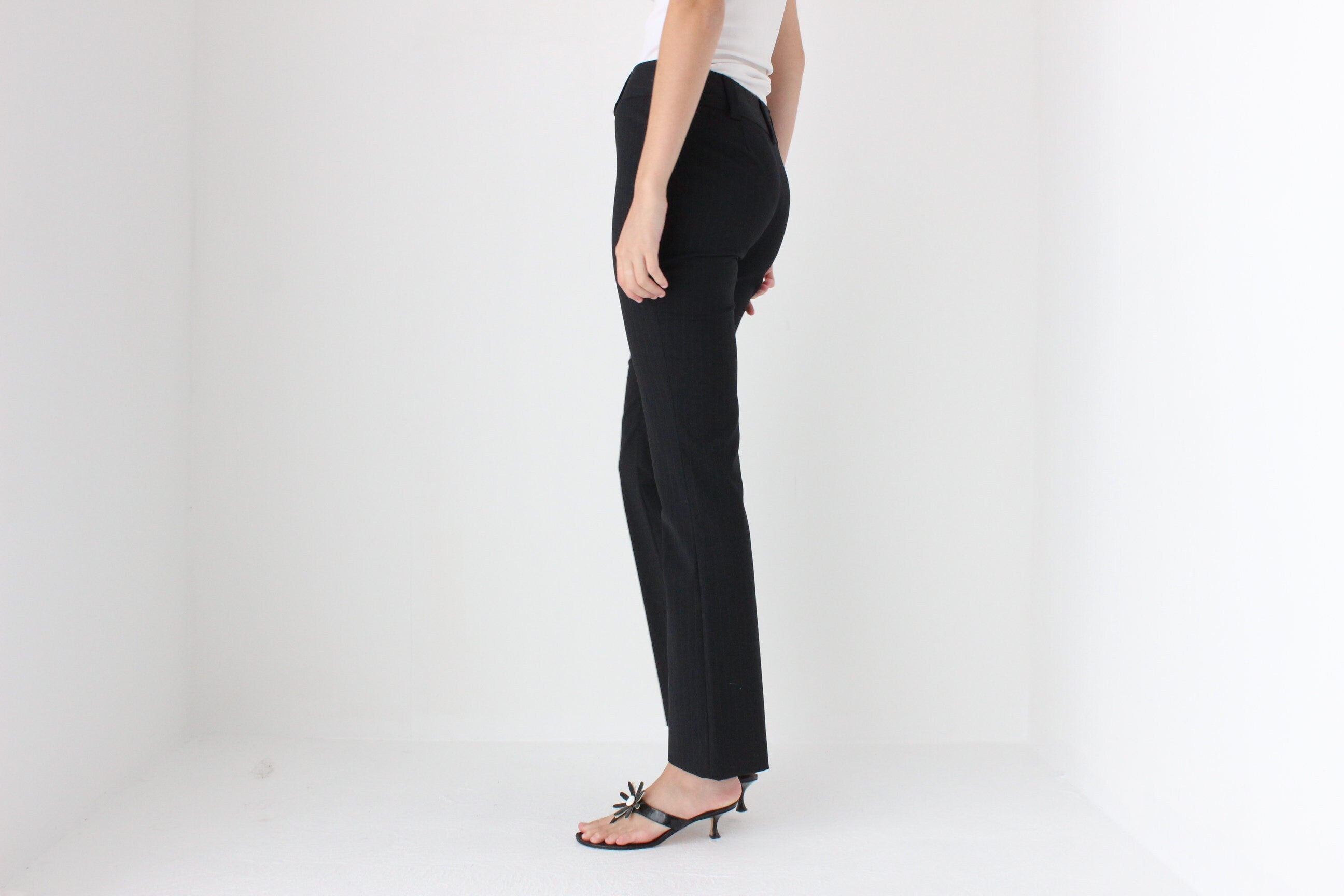 Y2K D&G Sexy Fitted Wool Pinstripe Bootcut Trousers
