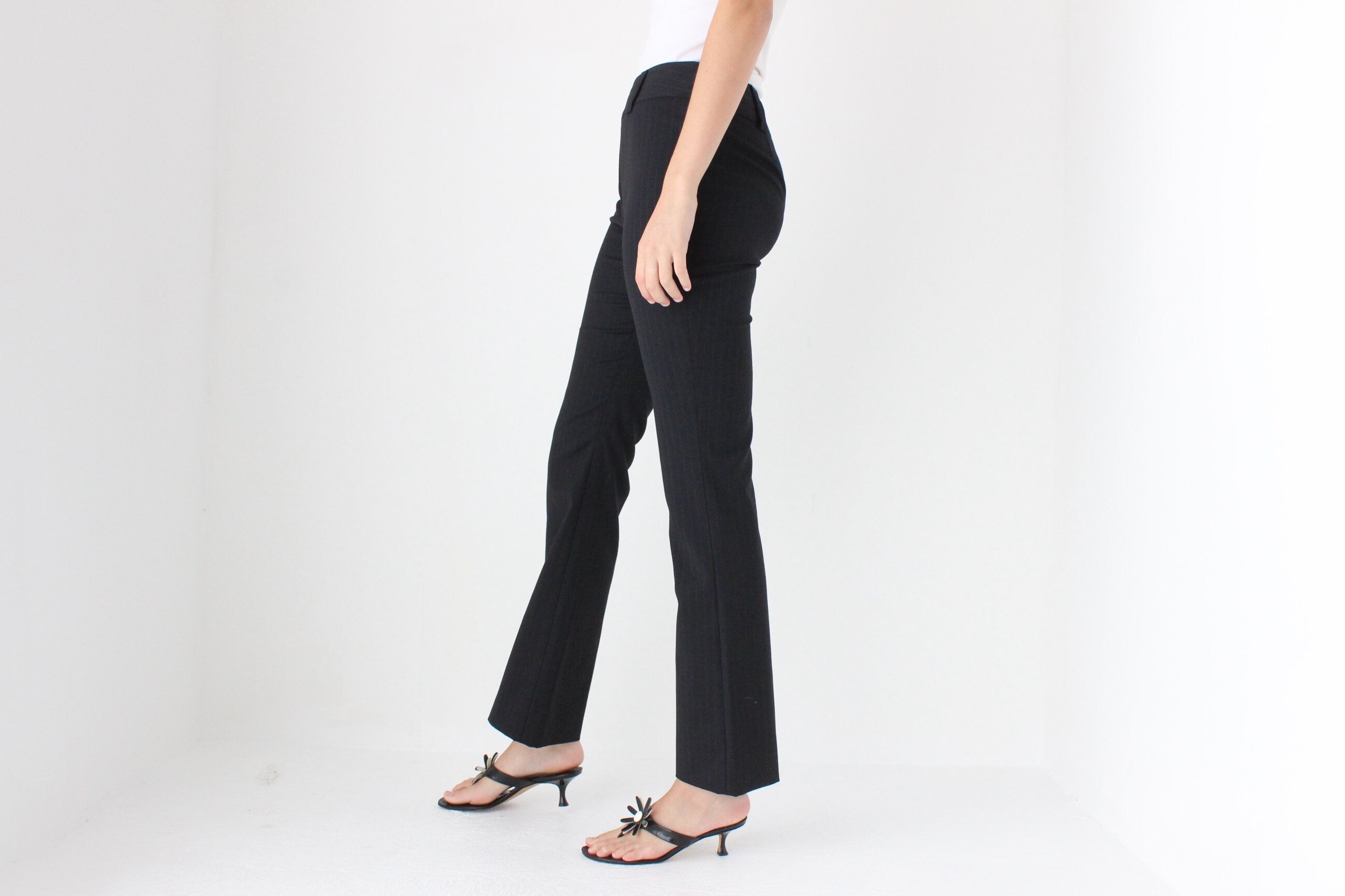 Y2K D&G Sexy Fitted Wool Pinstripe Bootcut Trousers