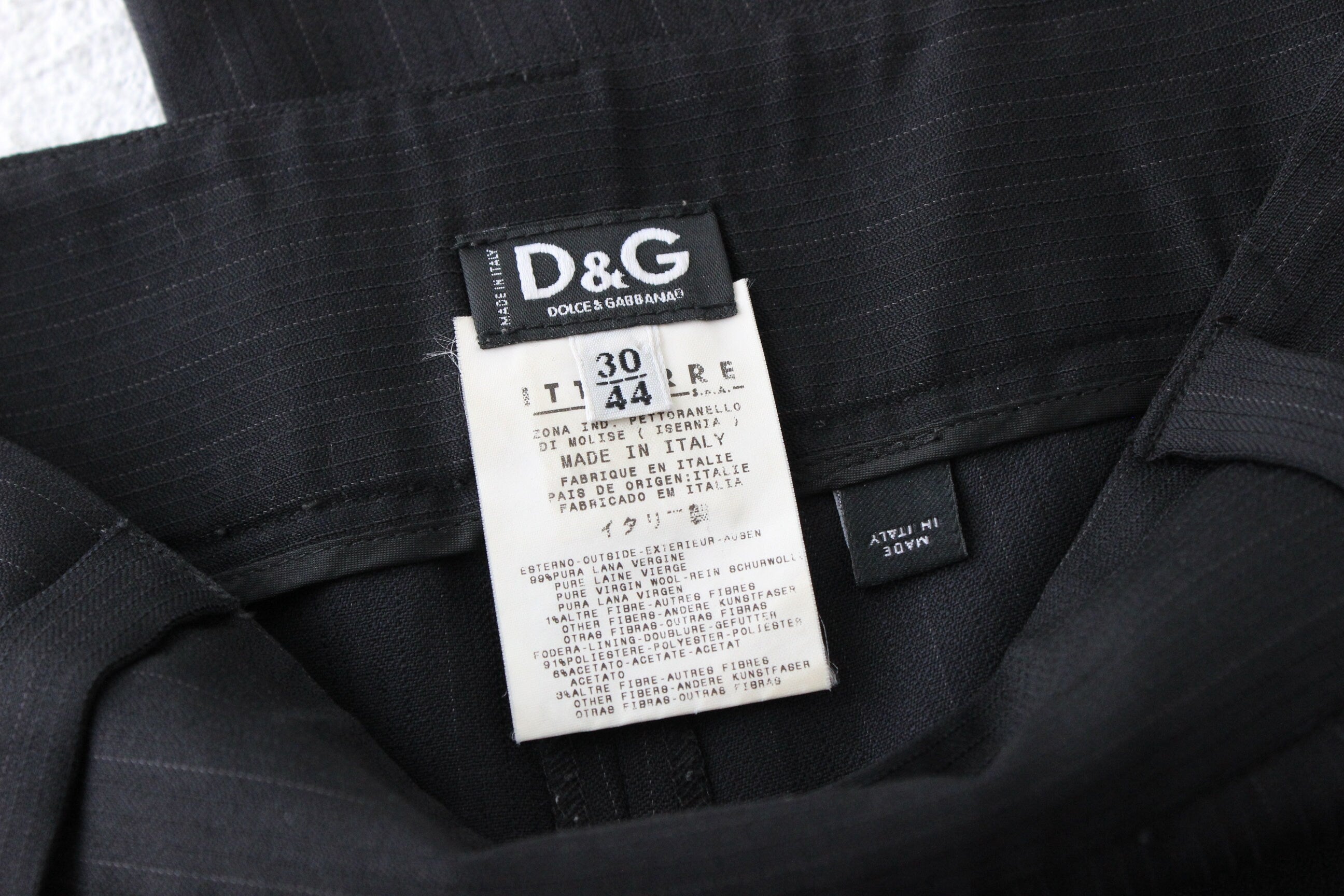 Y2K D&G Sexy Fitted Wool Pinstripe Bootcut Trousers