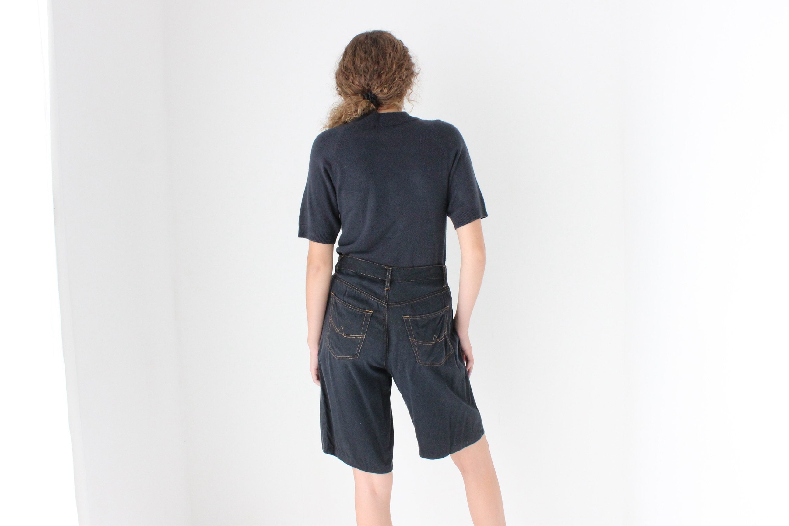 90s Modal Rayon Knee Length Mom Shorts