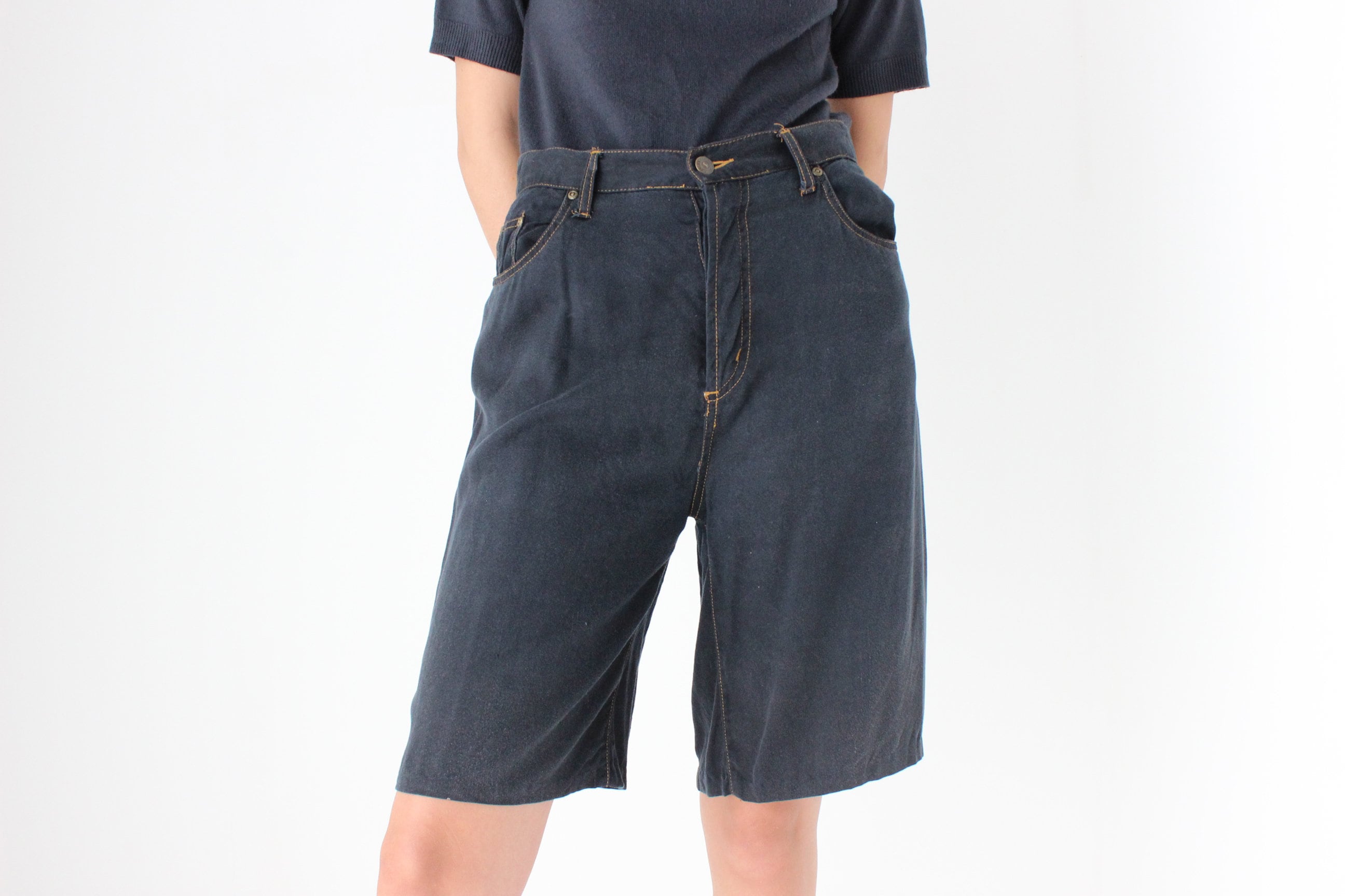 90s Modal Rayon Knee Length Mom Shorts