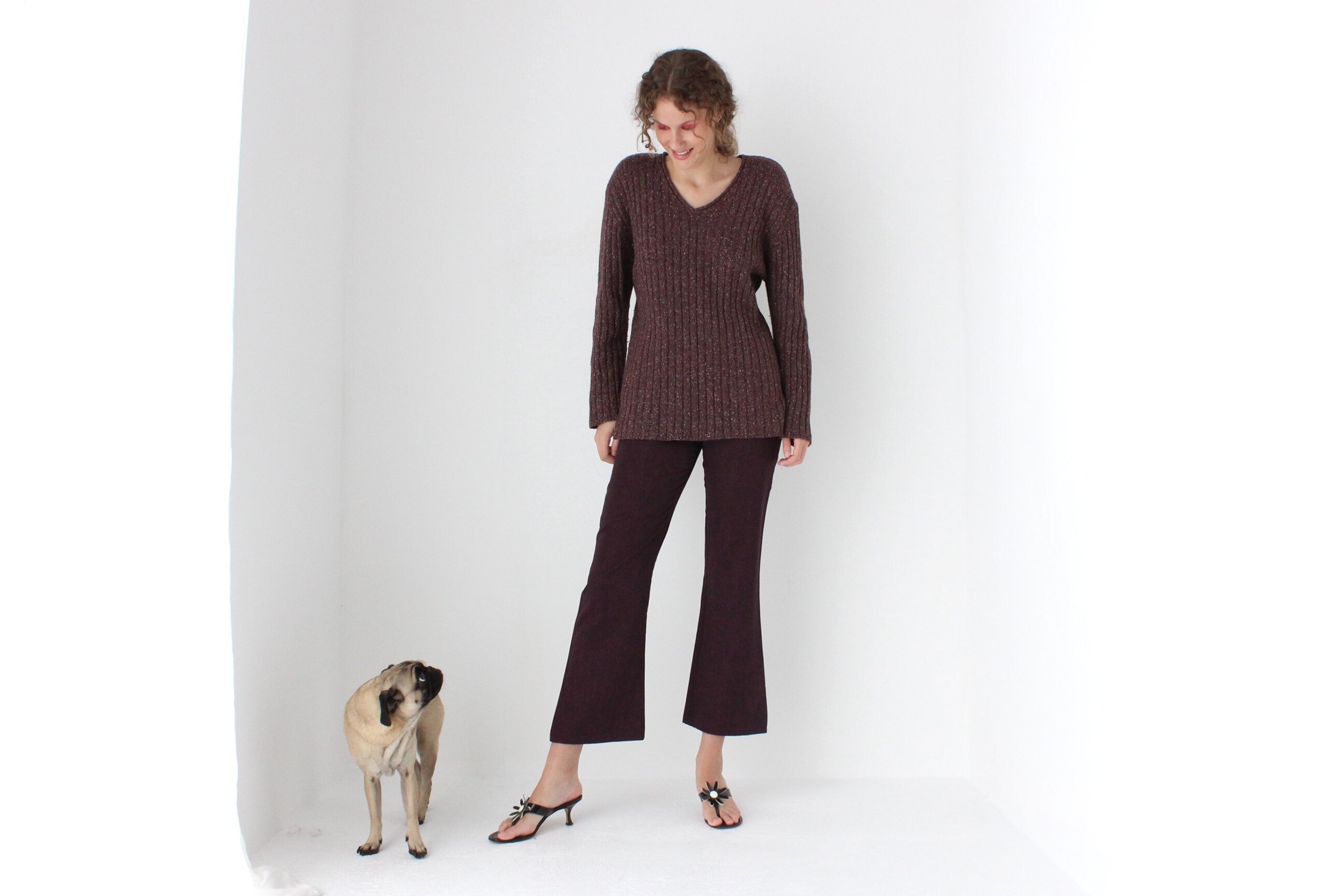 90s Beautifully Fitted Cropped Eggplant Trousers