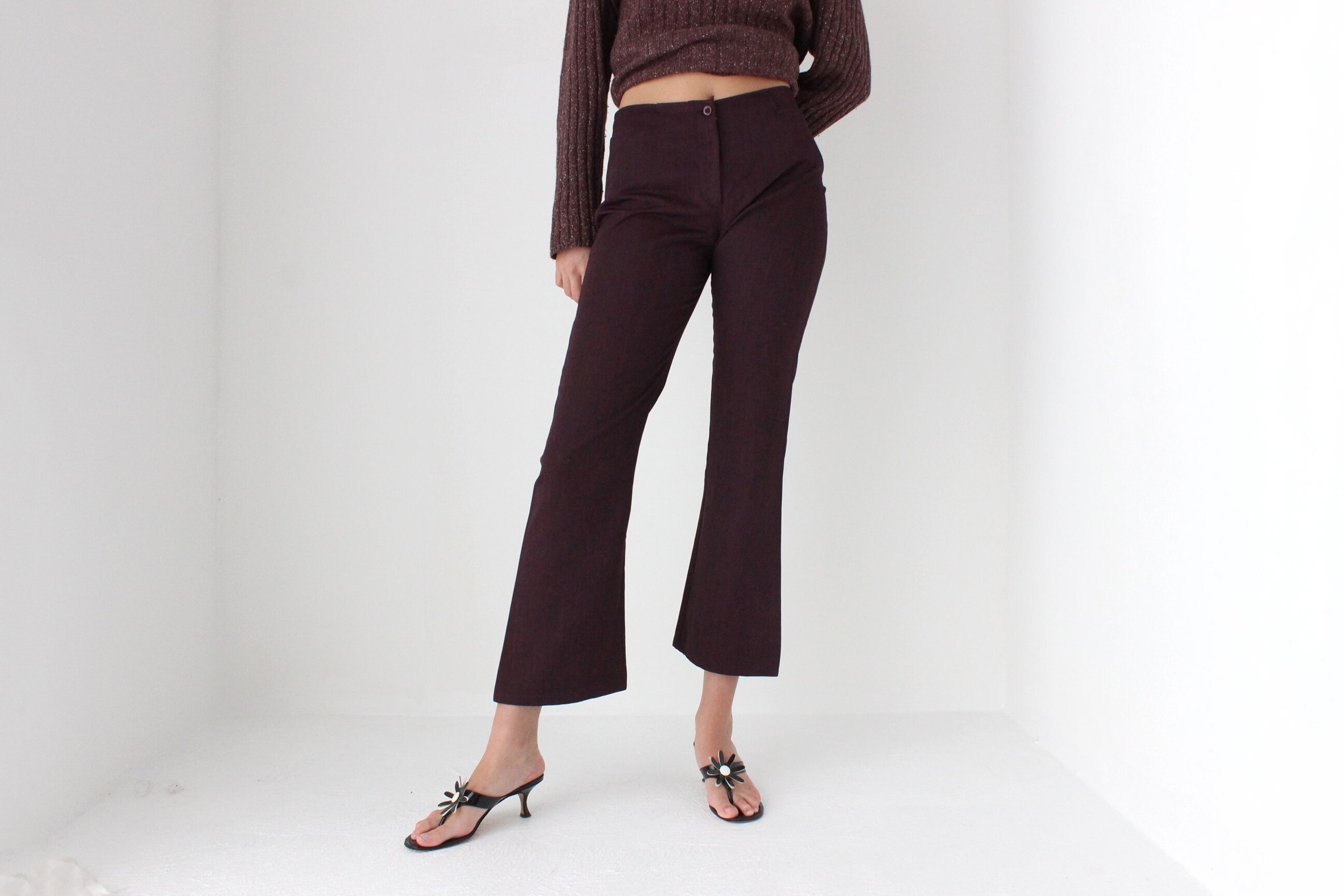 90s Beautifully Fitted Cropped Eggplant Trousers