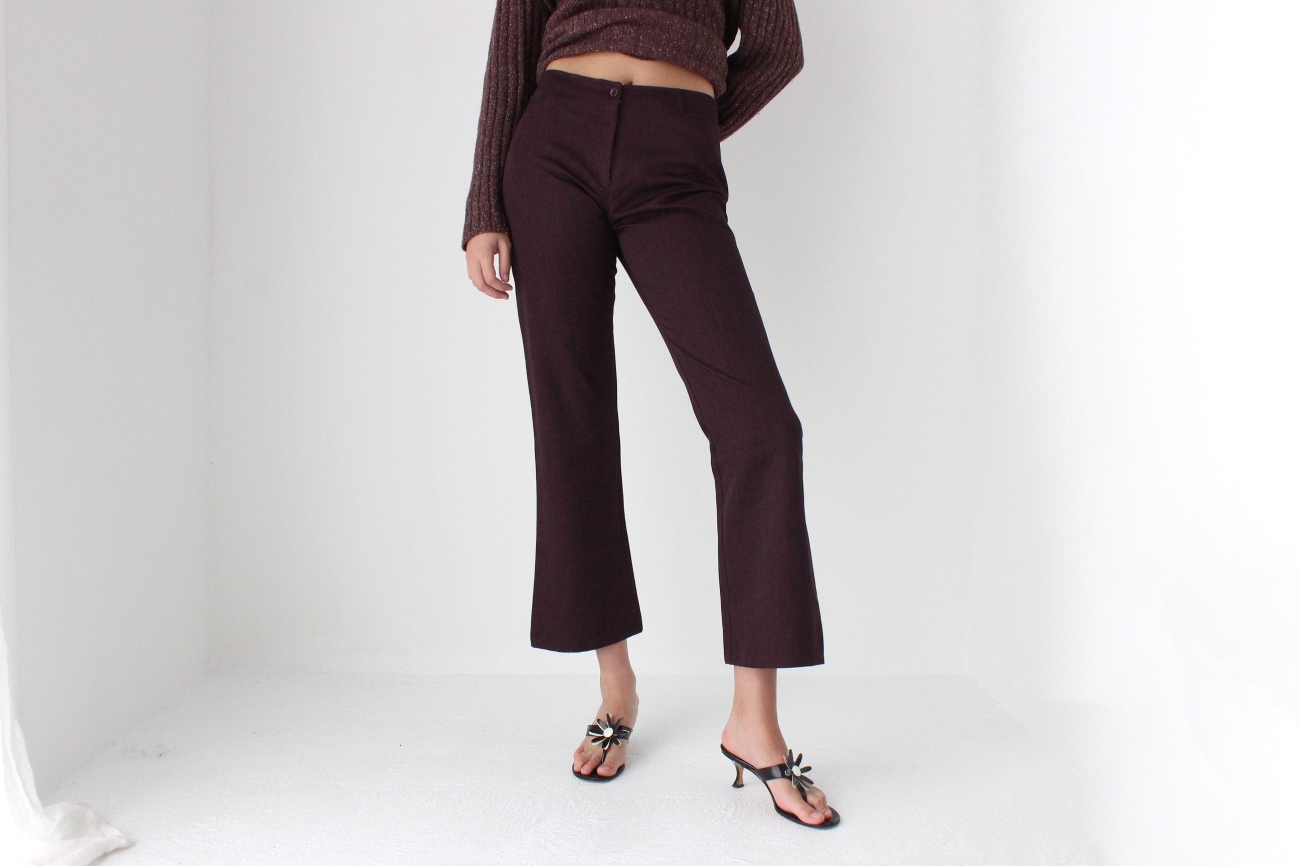 90s Beautifully Fitted Cropped Eggplant Trousers